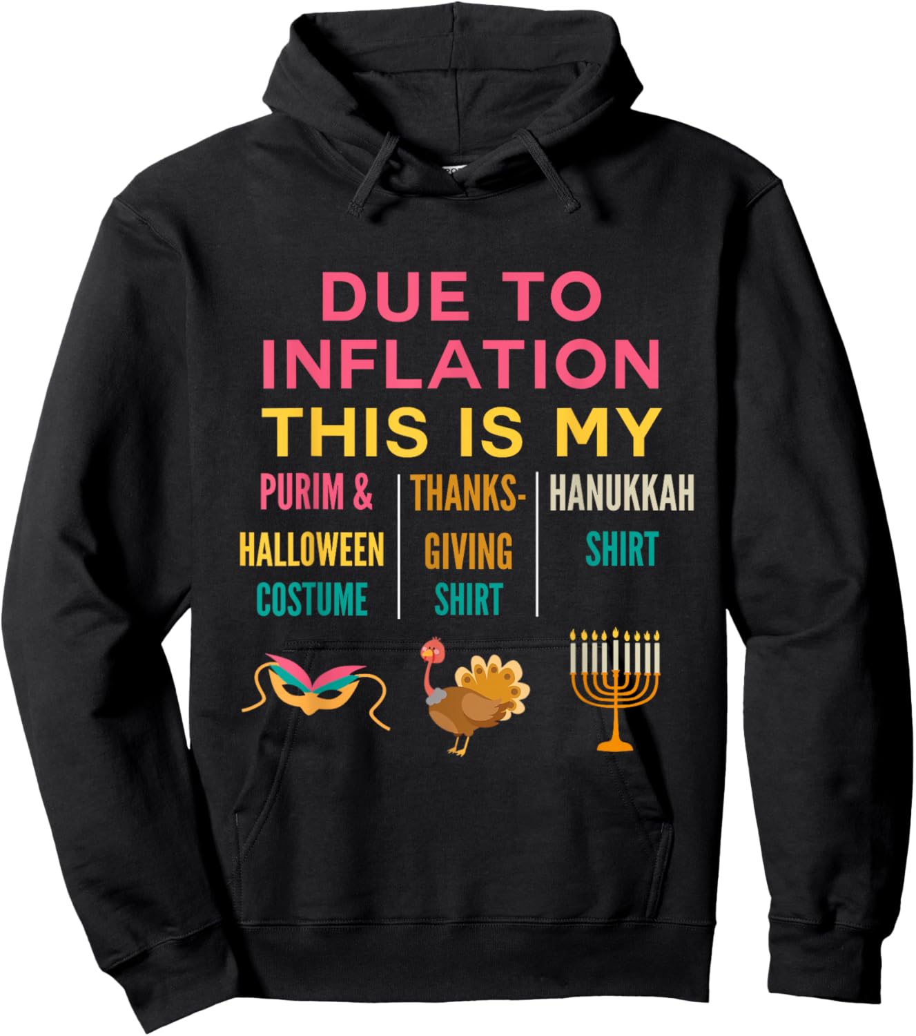Due to Inflation this my Purim Halloween Costume Hanukkah Hoodie - Hoodie | Black