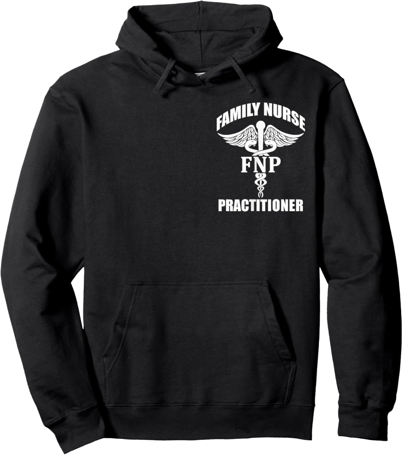 FNP Family Nurse Practitioner Caduceus Symbol Logo Graphic Hoodie - Hoodie | Black