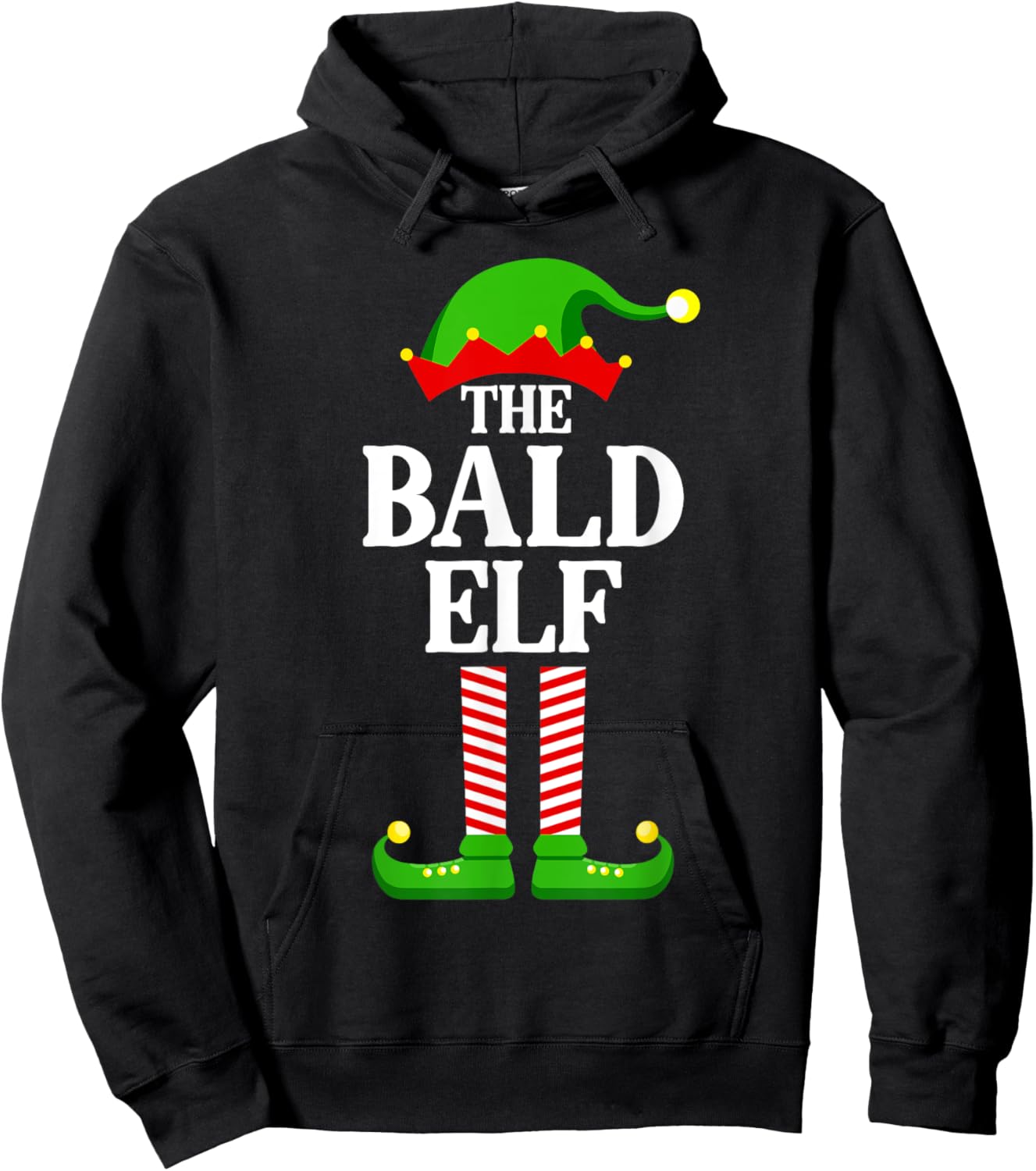 Bald Elf Family Matching Group Funny Christmas Hoodie - Hoodie | Black