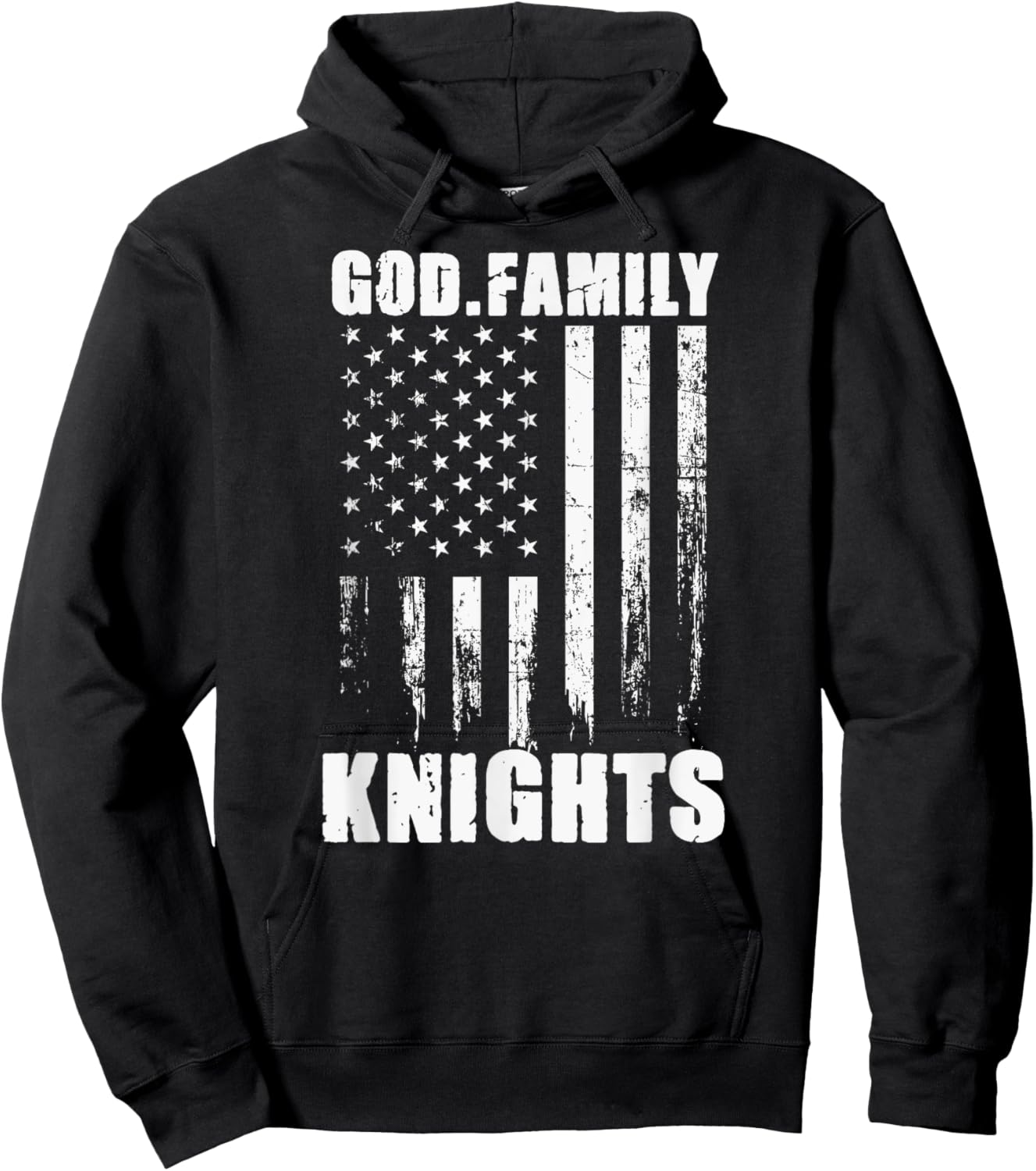 Fairview Knights God. Family. Vintage USA Flag Hoodie - Hoodie | Black