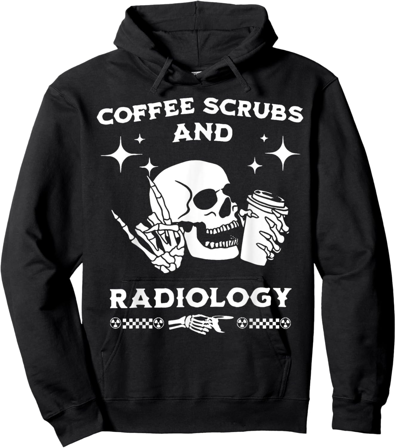 Skull Coffee Scrubs & Radiology Radiologist Technician X-ray Hoodie - Hoodie | Black