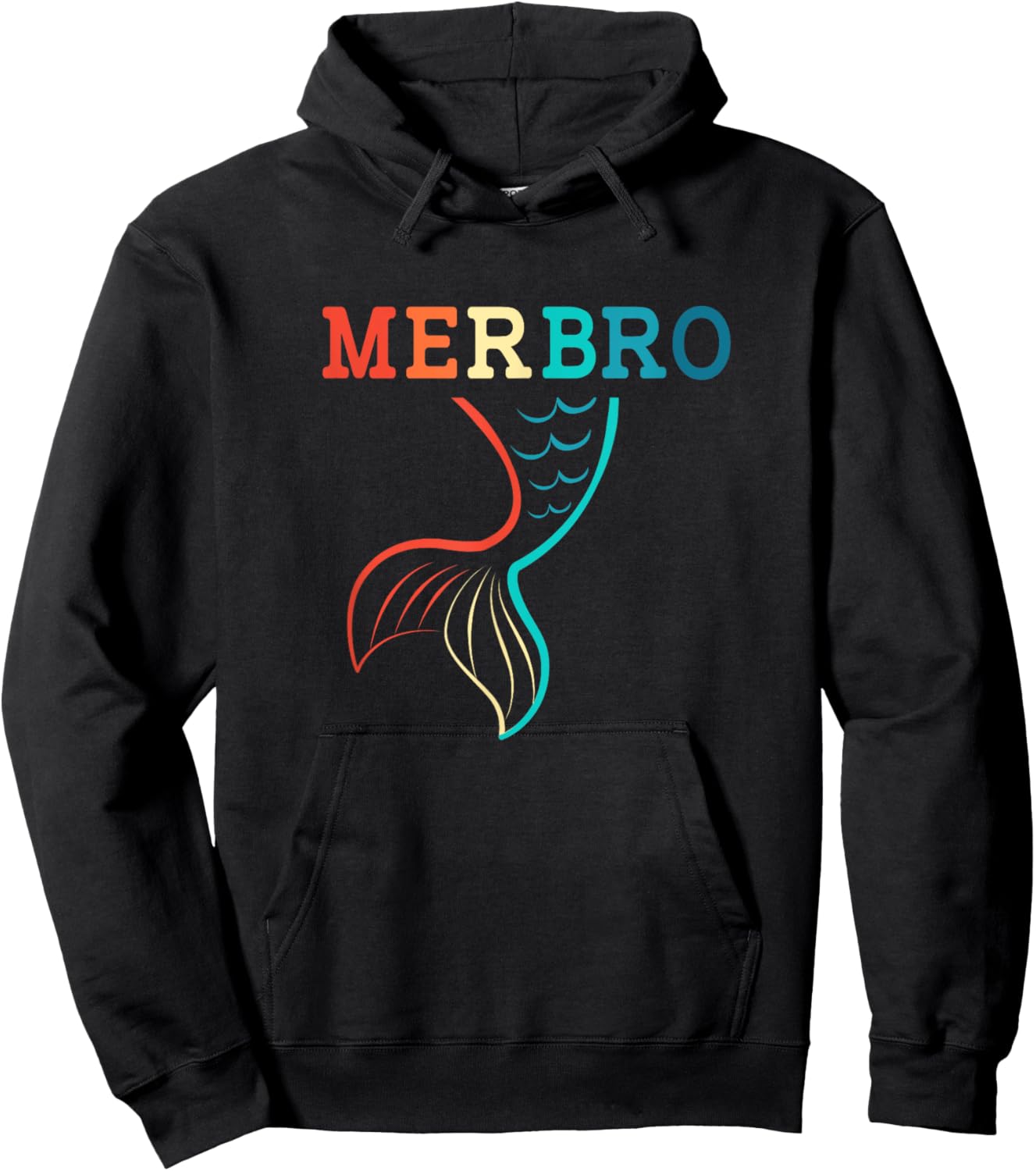 Retro Merman Lover Merbro Mermaid Brother Hoodie - Hoodie | Black