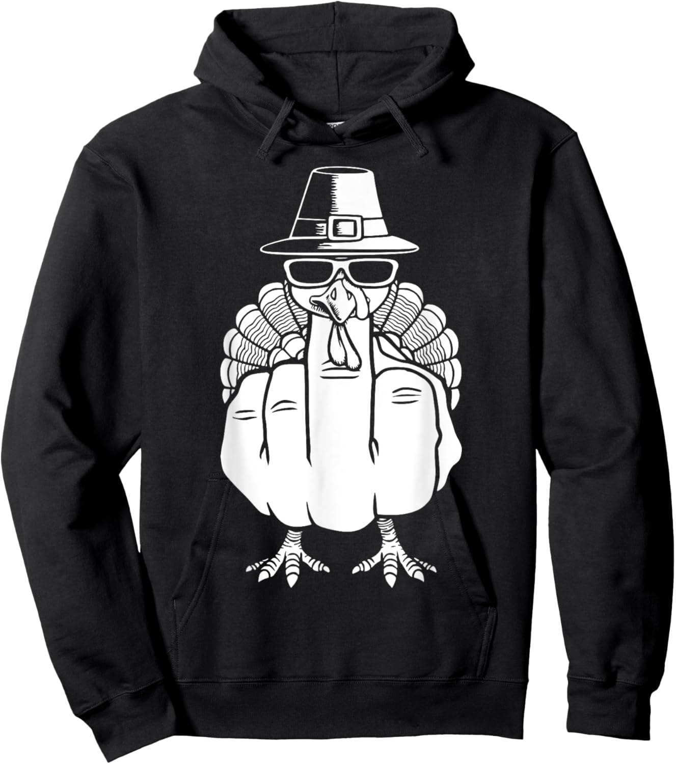 Turkey Middle Finger Adult Anti Social Thanksgiving Hand Hoodie - Hoodie | Black