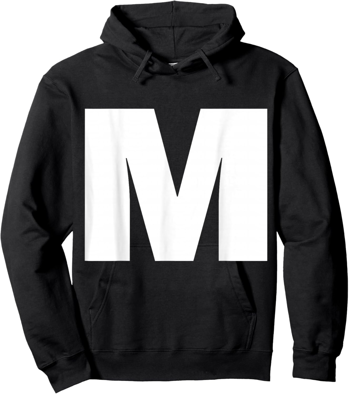 The Letter M Capital Plain White Bold Text Hoodie - Hoodie | Black