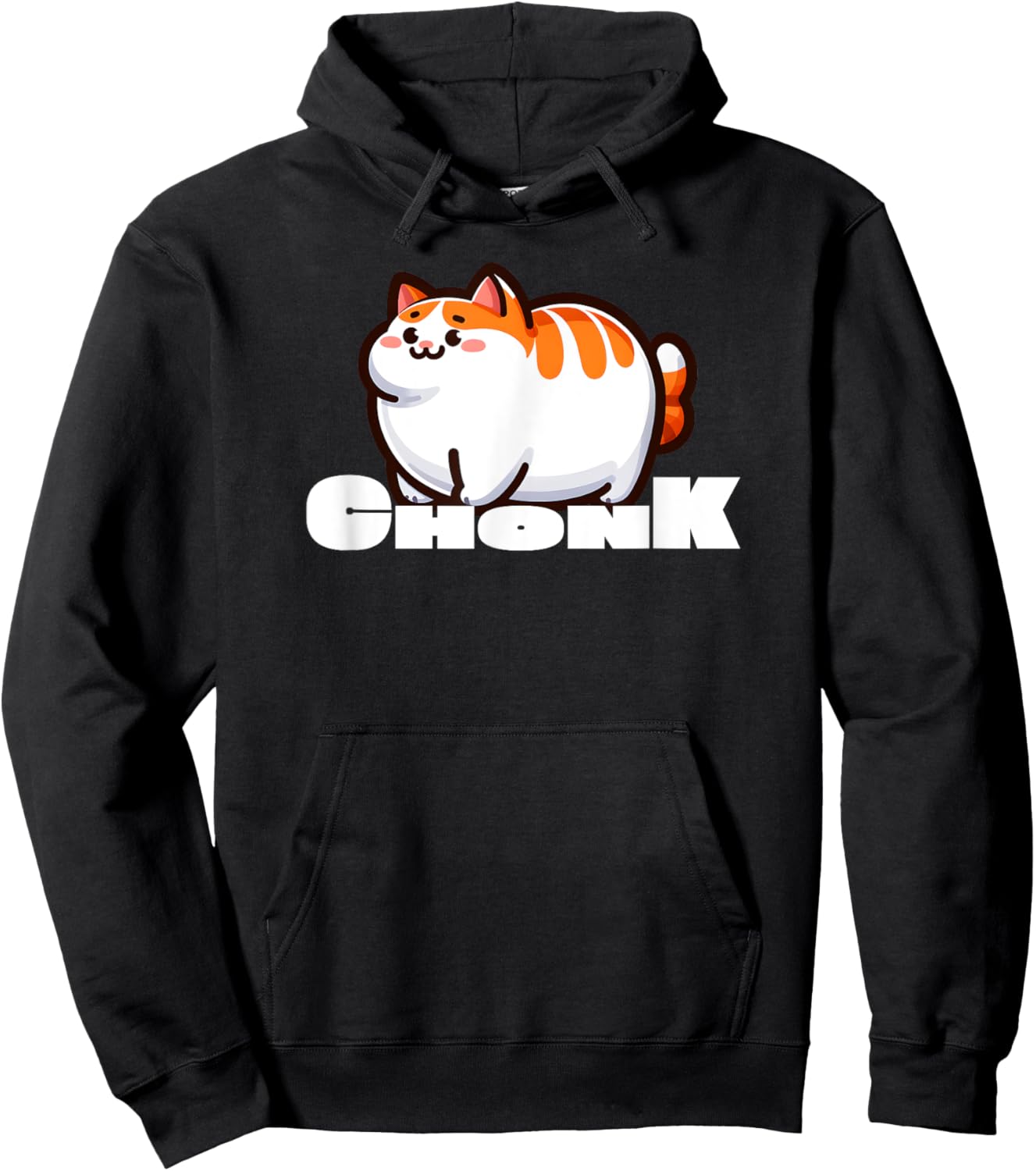 Chonk Chonky Fat Extra Large Orange and White Tabby Hoodie - Hoodie | Black