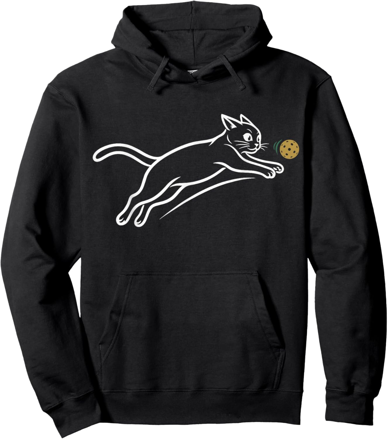 Chat Pickleball Drôle Minimaliste Ligne Poursuite Balle Fans Hoodie - Hoodie | Black