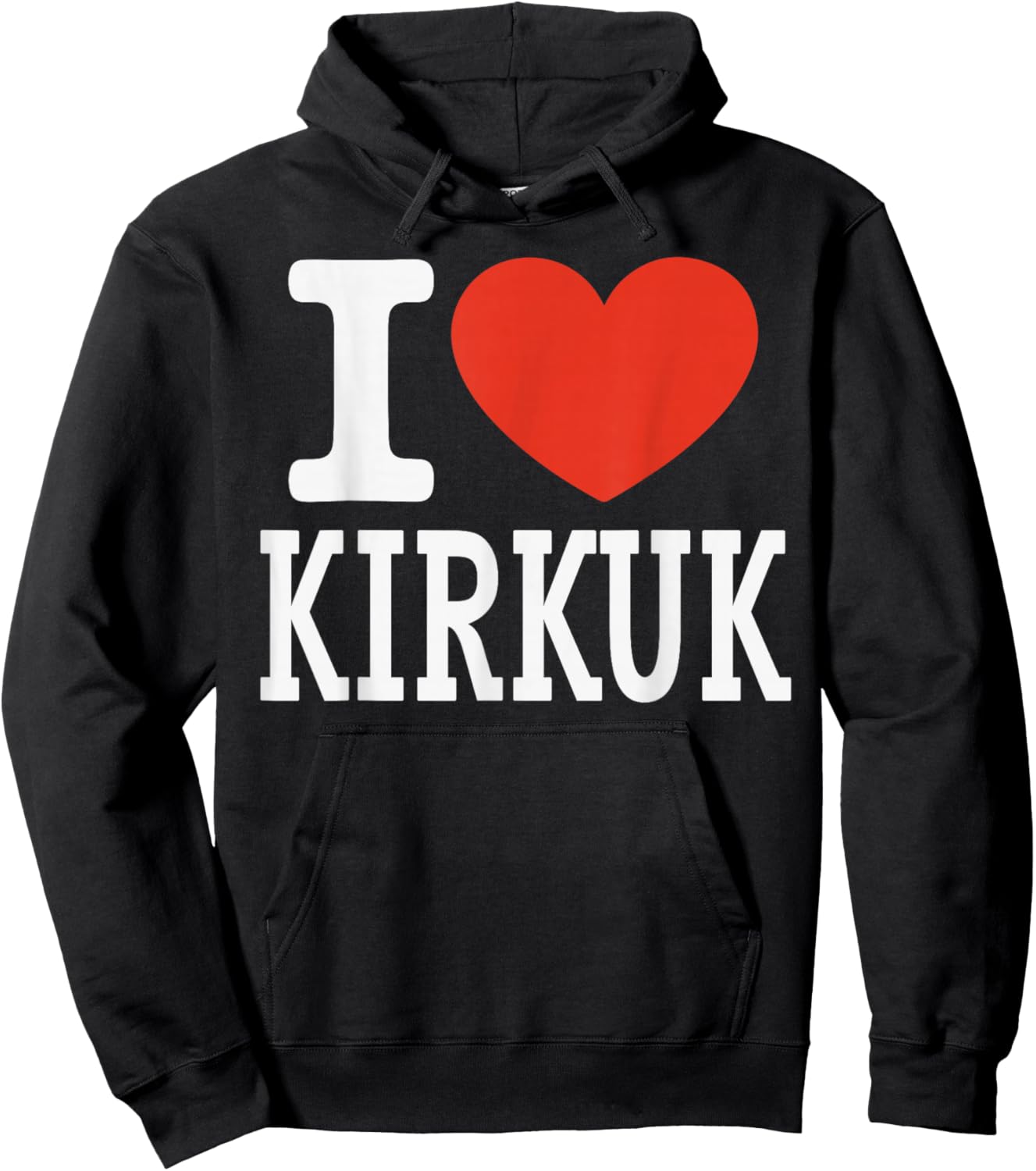 I Love KIRKUK City Heart Graphic Souvenir Travel Hoodie - Hoodie | Black