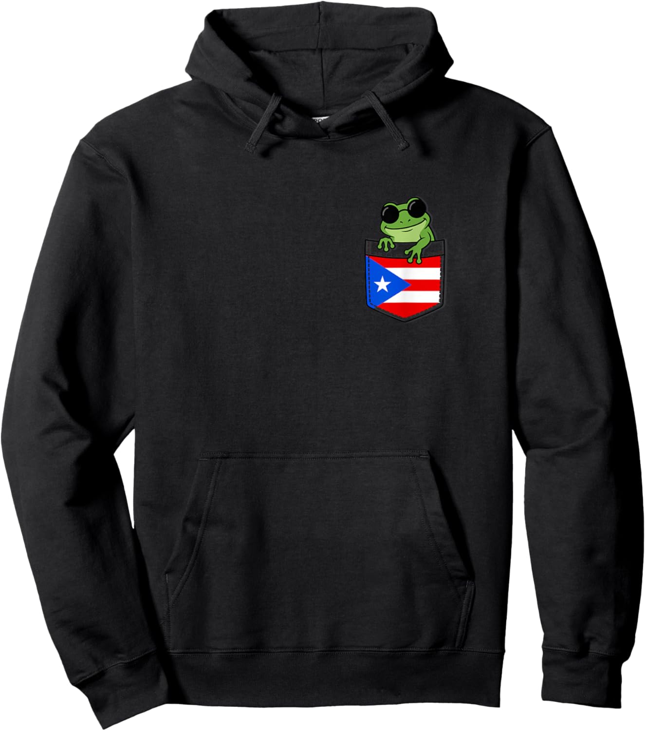 Pocket Coqui Frog Flag Puerto Rico Hoodie - Hoodie | Black