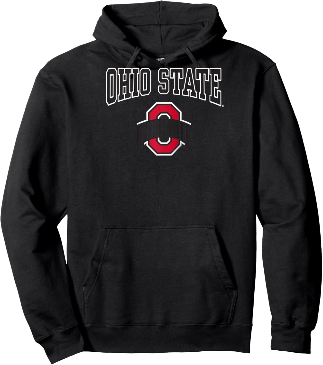 Ohio State Buckeyes Arch Logo Gray Officially Licensed Raglan Baseball Hoodie - Hoodie | Black