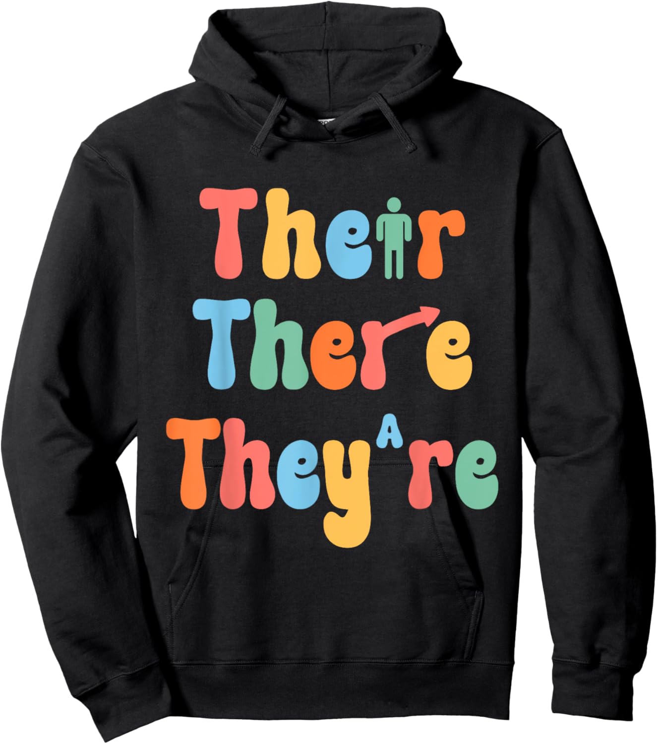 Funny There Their They're English class Grammar Joke Teacher Men Women Kids Hoodie - Hoodie | Black
