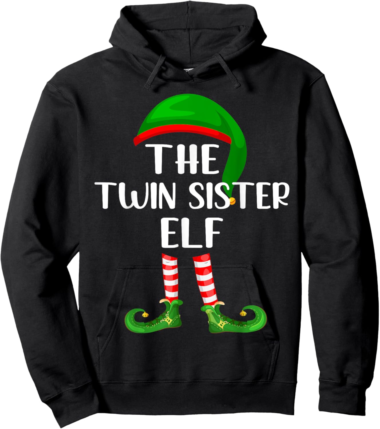 Matching Family Group The Twin Sister Elf Christmas Hoodie - Hoodie | Black