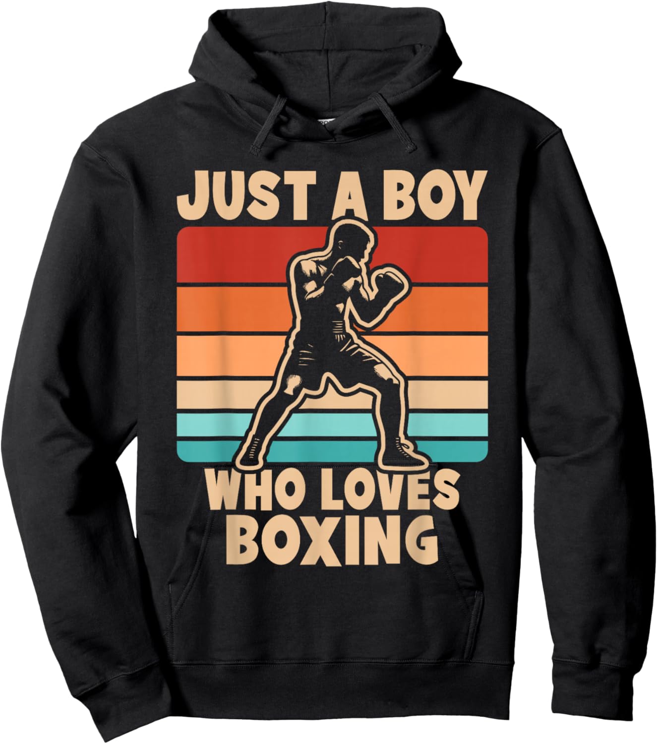 Just A Boy Who Loves Boxing Funny Retro Boxer Kids Hoodie - Hoodie | Black