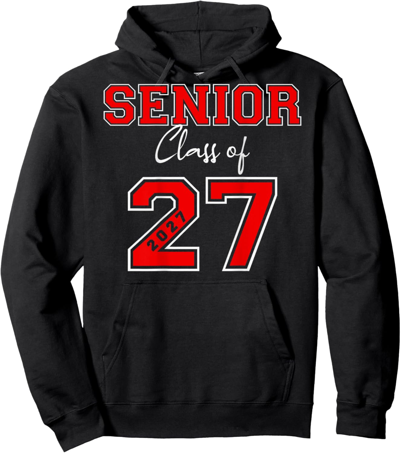 Senior 2027 (Back) Red Senior Class of 27 Graduation Gift Hoodie - Hoodie | Black