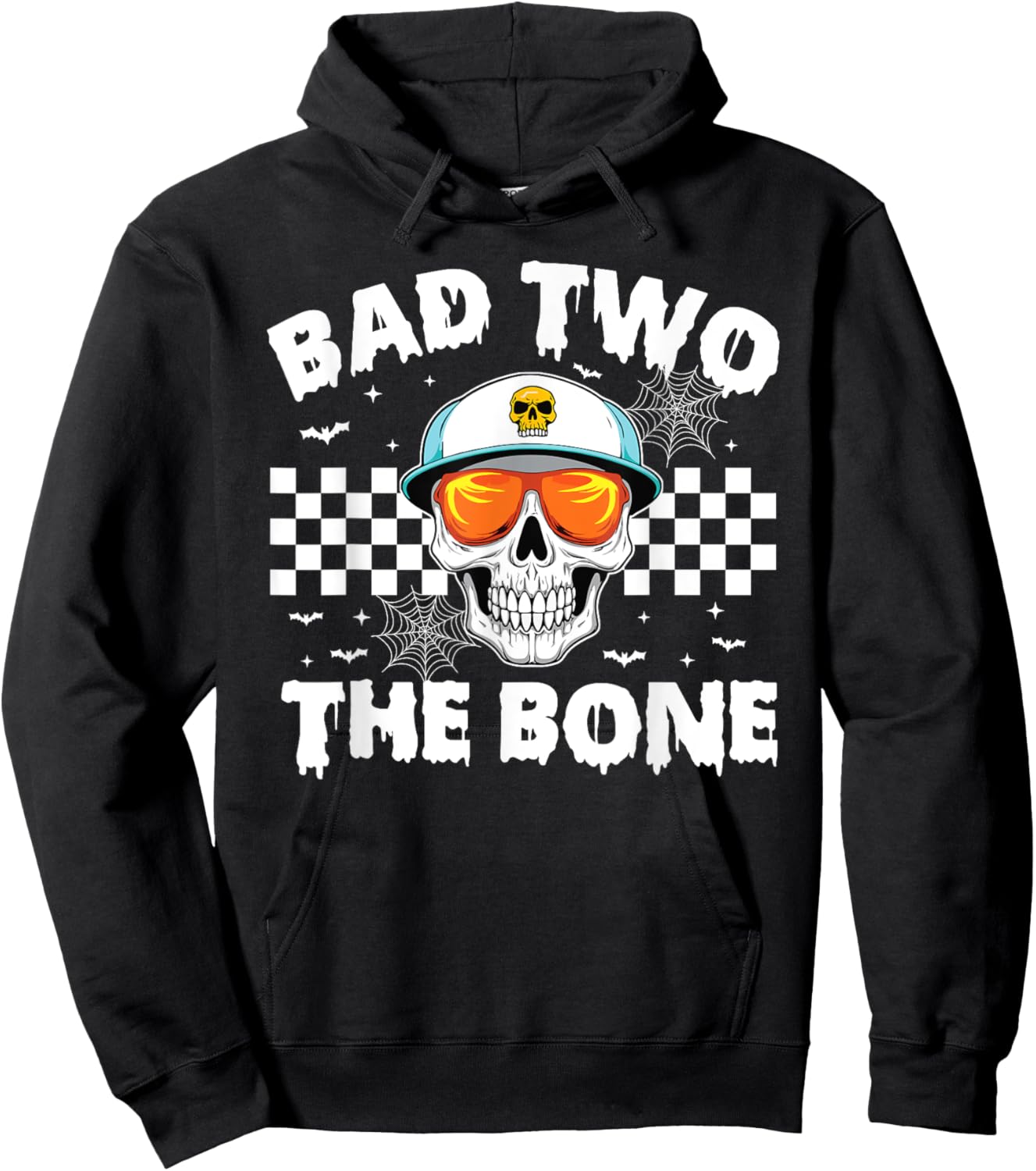 Bad To The Bone Skeleton Halloween TWO Birthday Toddler Kids Hoodie - Hoodie | Black