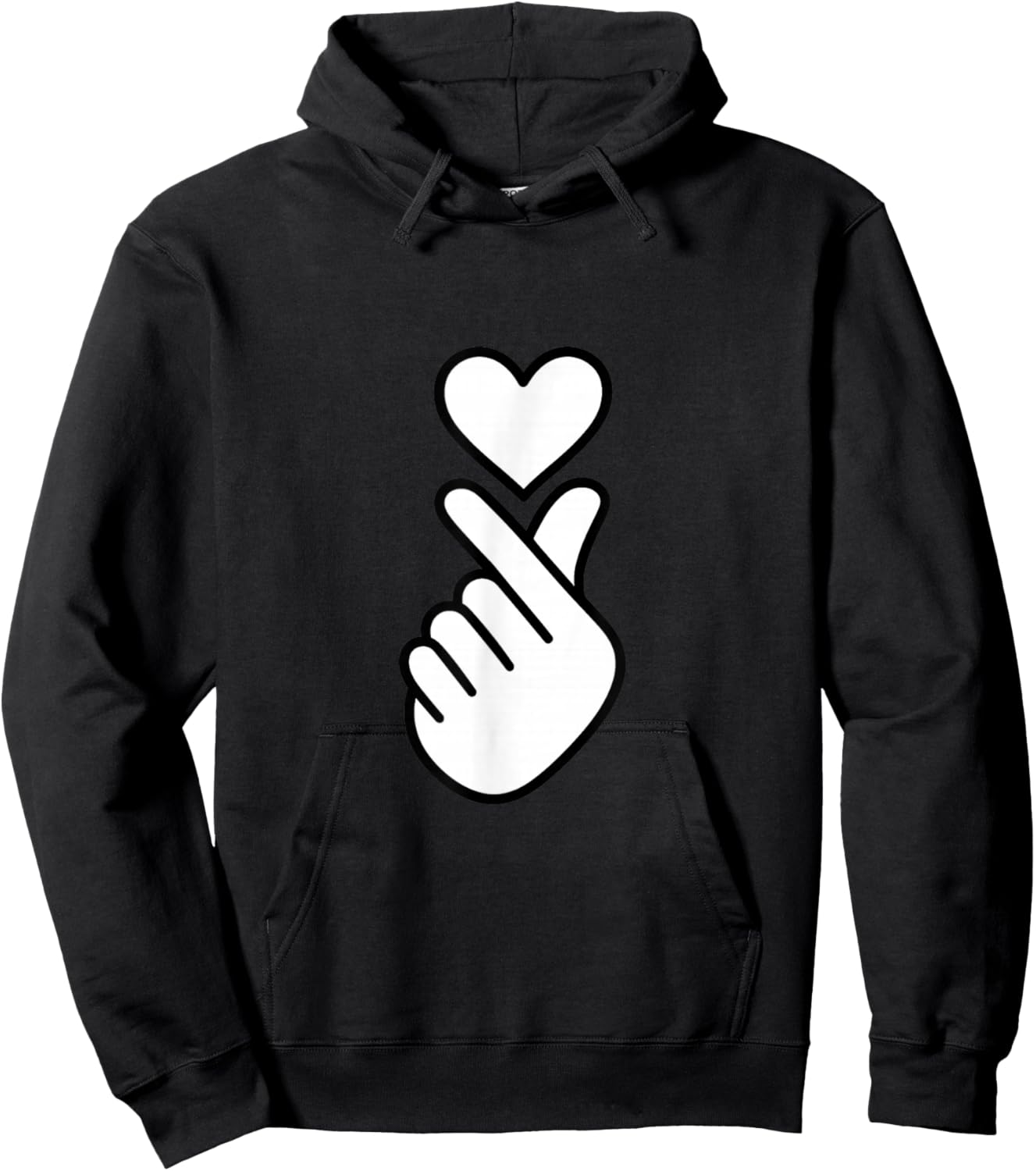 Cute Finger Heart Design Hoodie - Hoodie | Black