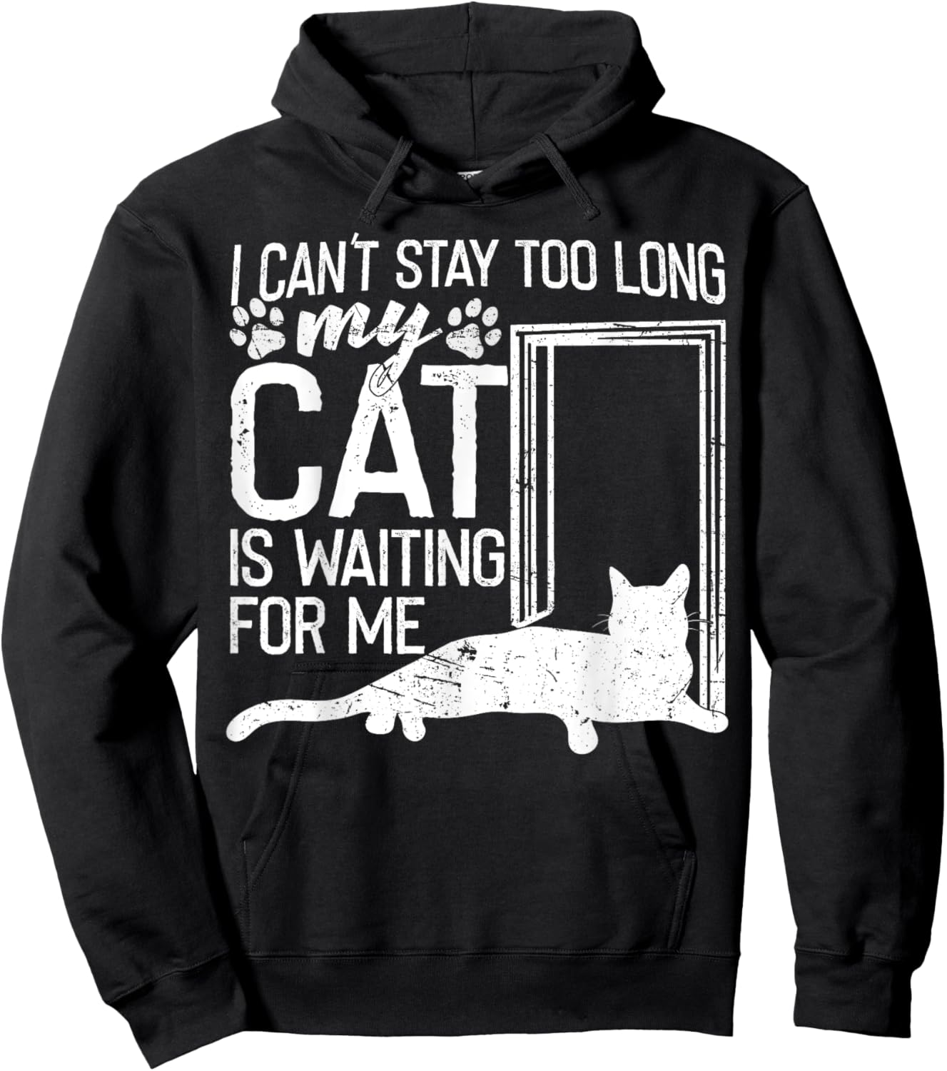 I Can't Stay Too Long. My Cat is Waiting For Me Cat Lover Women Kids Hoodie - Hoodie | Black