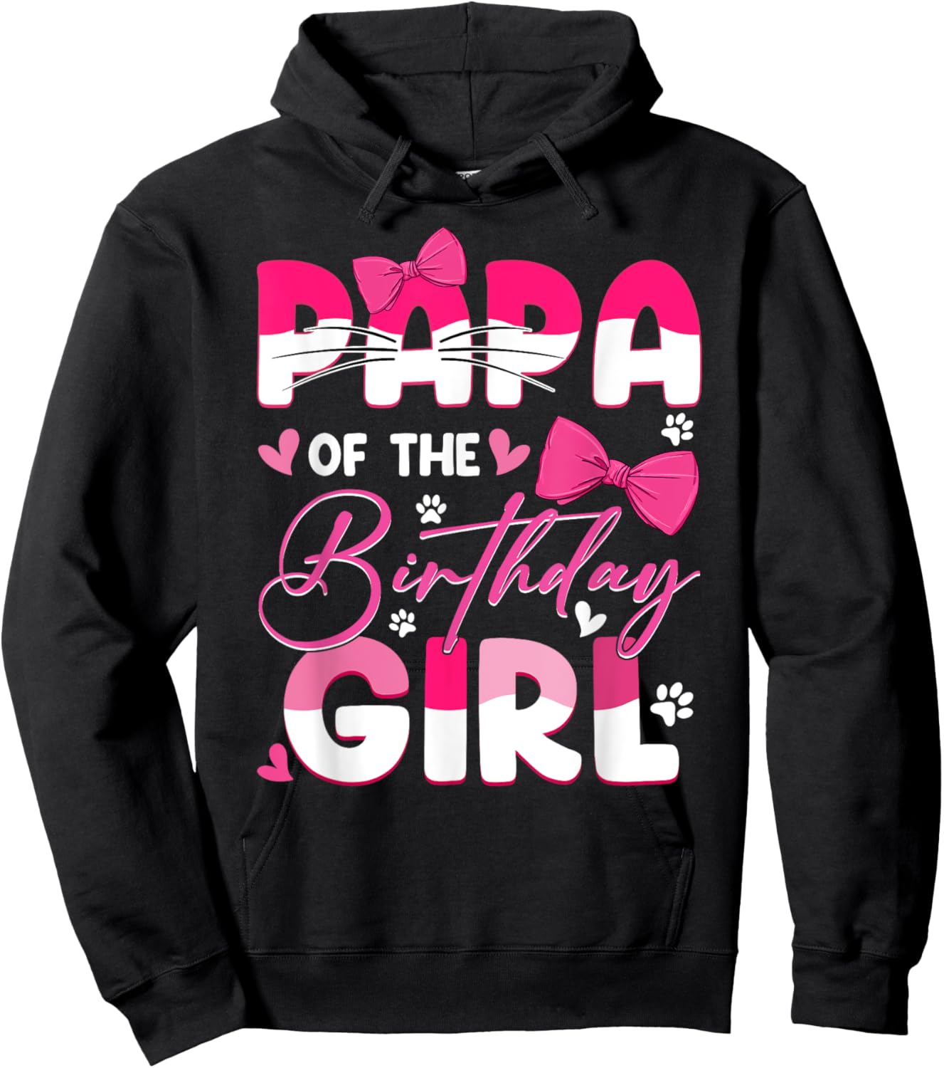 Papa Of The Birthday Girl Cat Kitty Family Matching Hoodie - Hoodie | Black