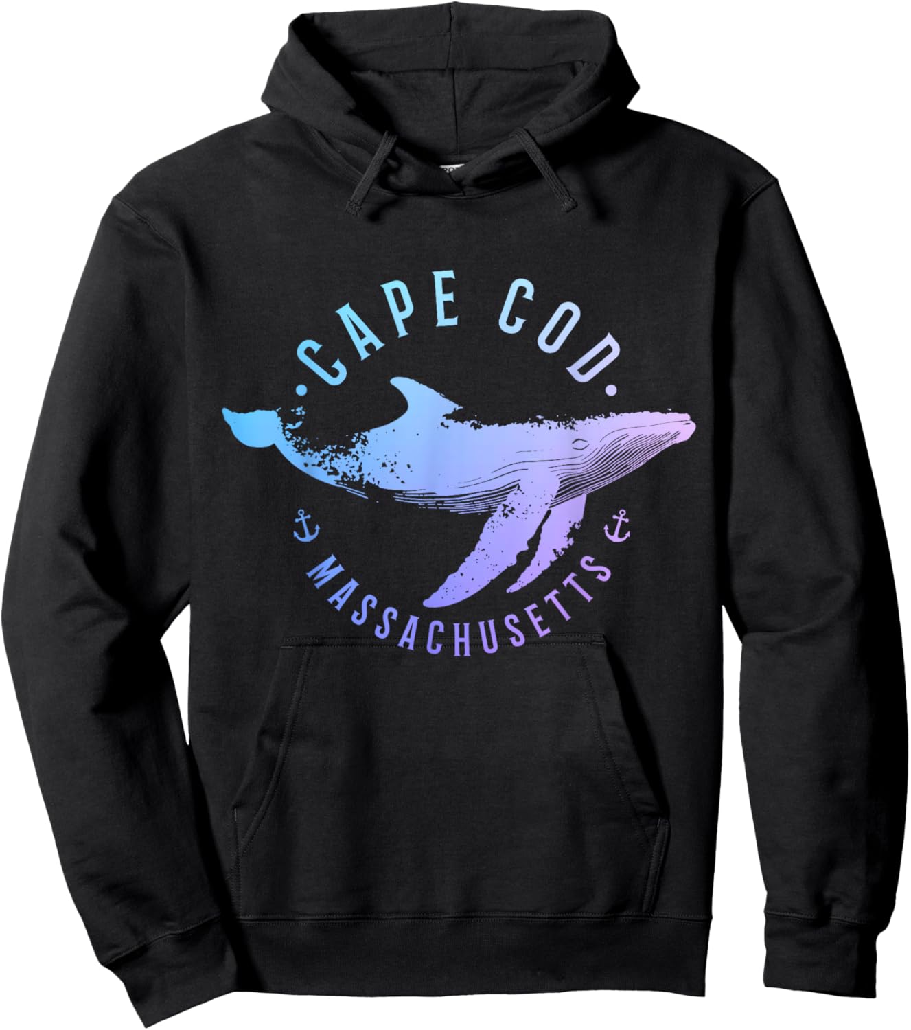 Cape Cod Massachusetts Souvenir Whale Ocean Nautical Hoodie - Hoodie | Black