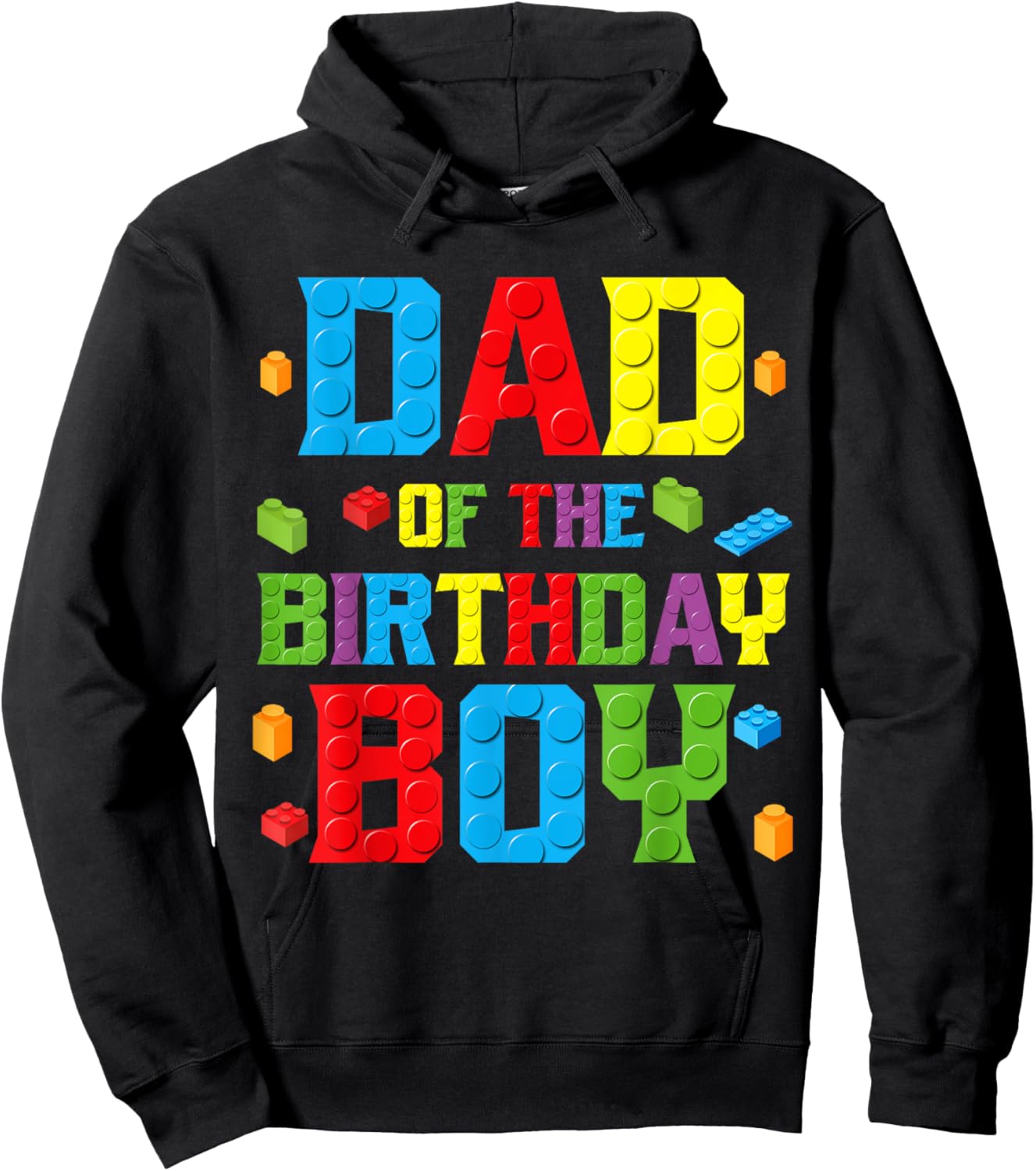 Dad Of The Birthday Boy Shirt Birthday Party Building Block Hoodie - Hoodie | Black
