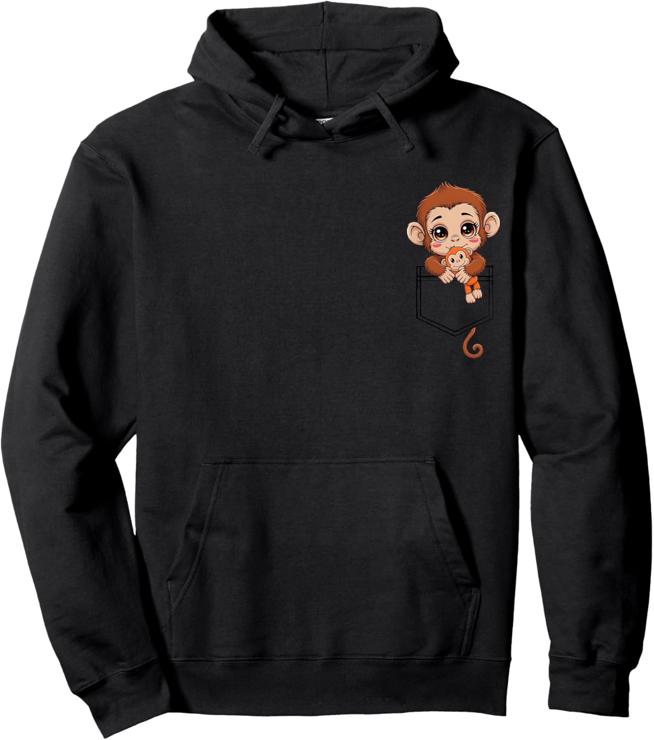 Cute Baby Monkey Named Punch in Pocket Funny Gifts Monkey Hoodie - Hoodie | Black