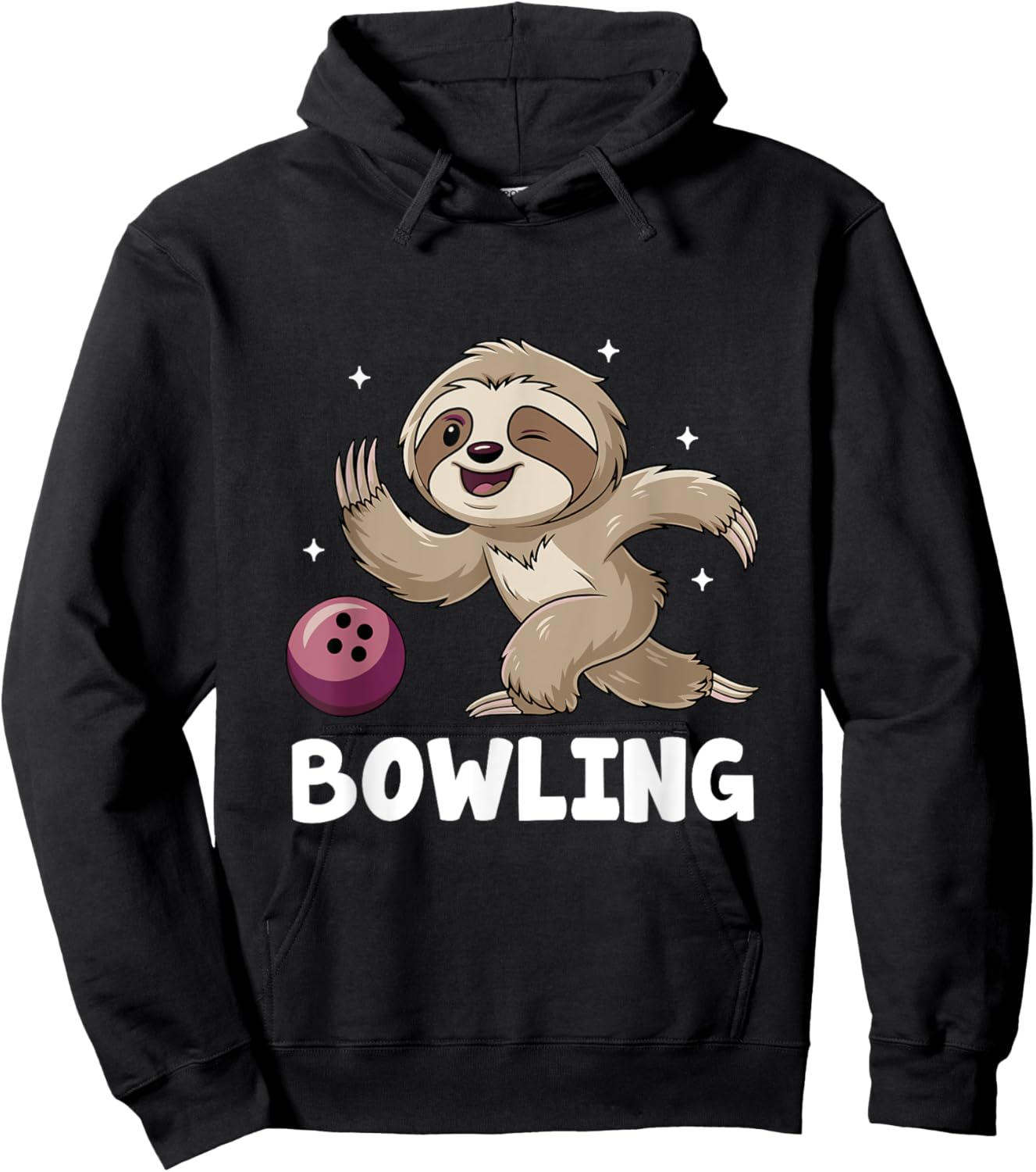 Sloth Playing Bowling Bowler Sports Athlete Game For Kids Hoodie - Hoodie | Black