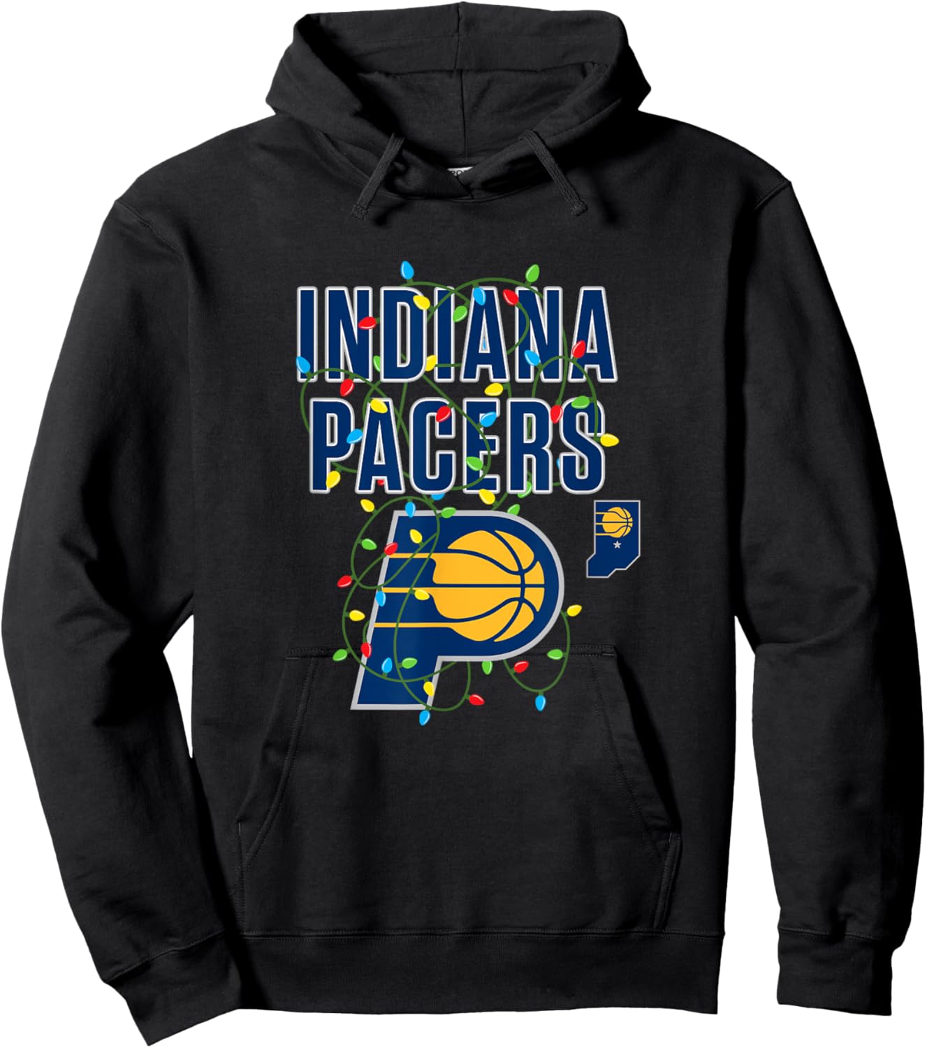 NBA Indiana Pacers Christmas Lights Holiday Hoodie - Hoodie | Black