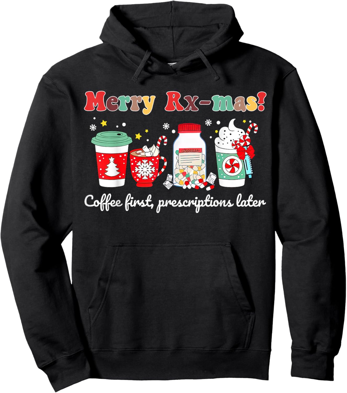 Merry Rx-max Christmas Oncology Pharmacist Pharmacy Tech Hoodie - Hoodie | Black