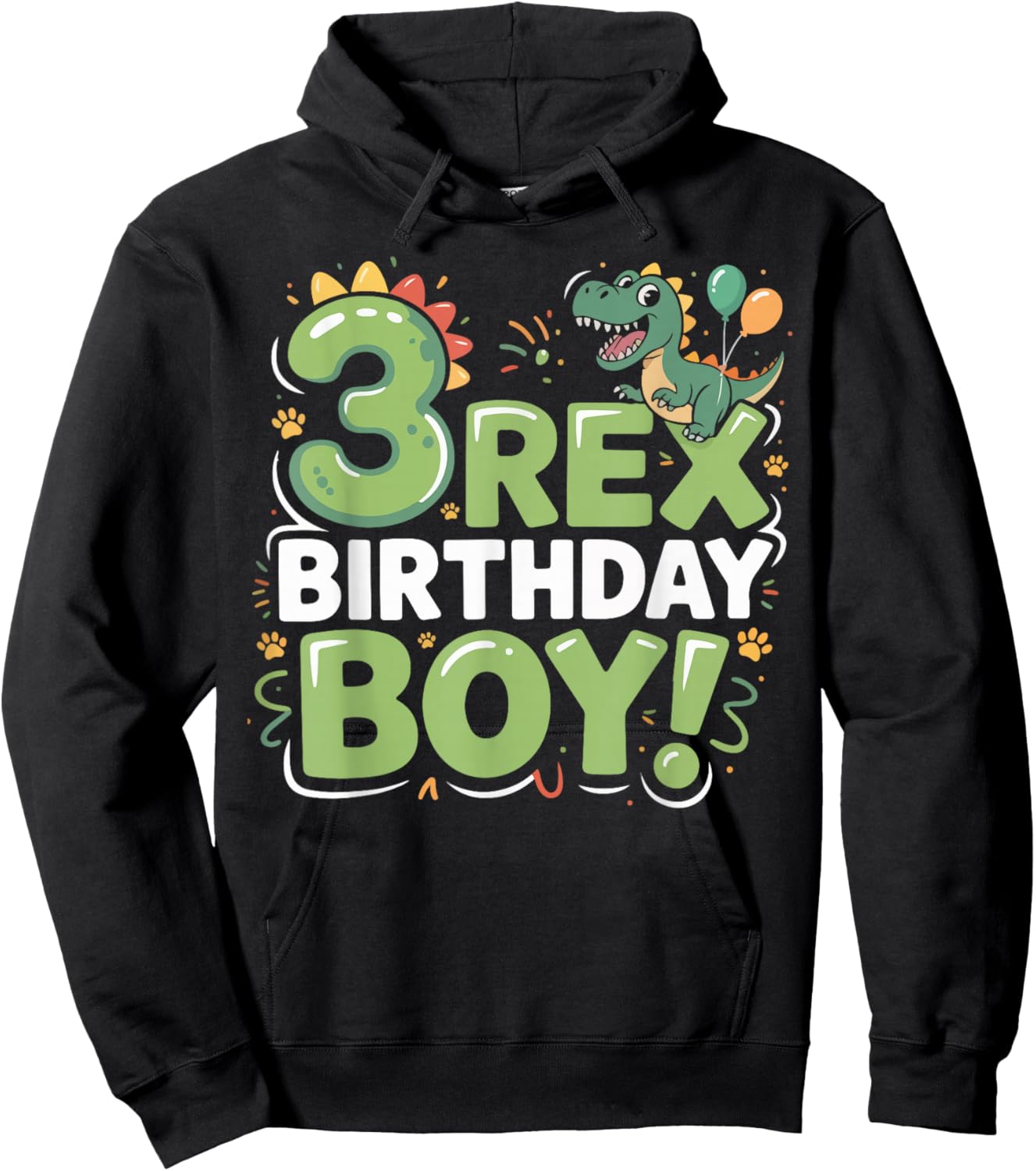 Three Rex Birthday Boy 3rd Birthday Dinosaur Third Year Old Hoodie - Hoodie | Black