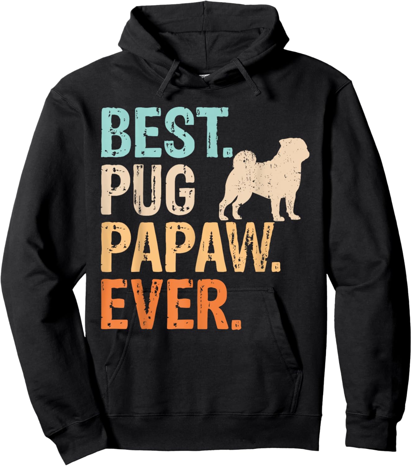 Best Pug Papaw Ever Dog Lover Grandpa Funny Retro Hoodie - Hoodie | Black