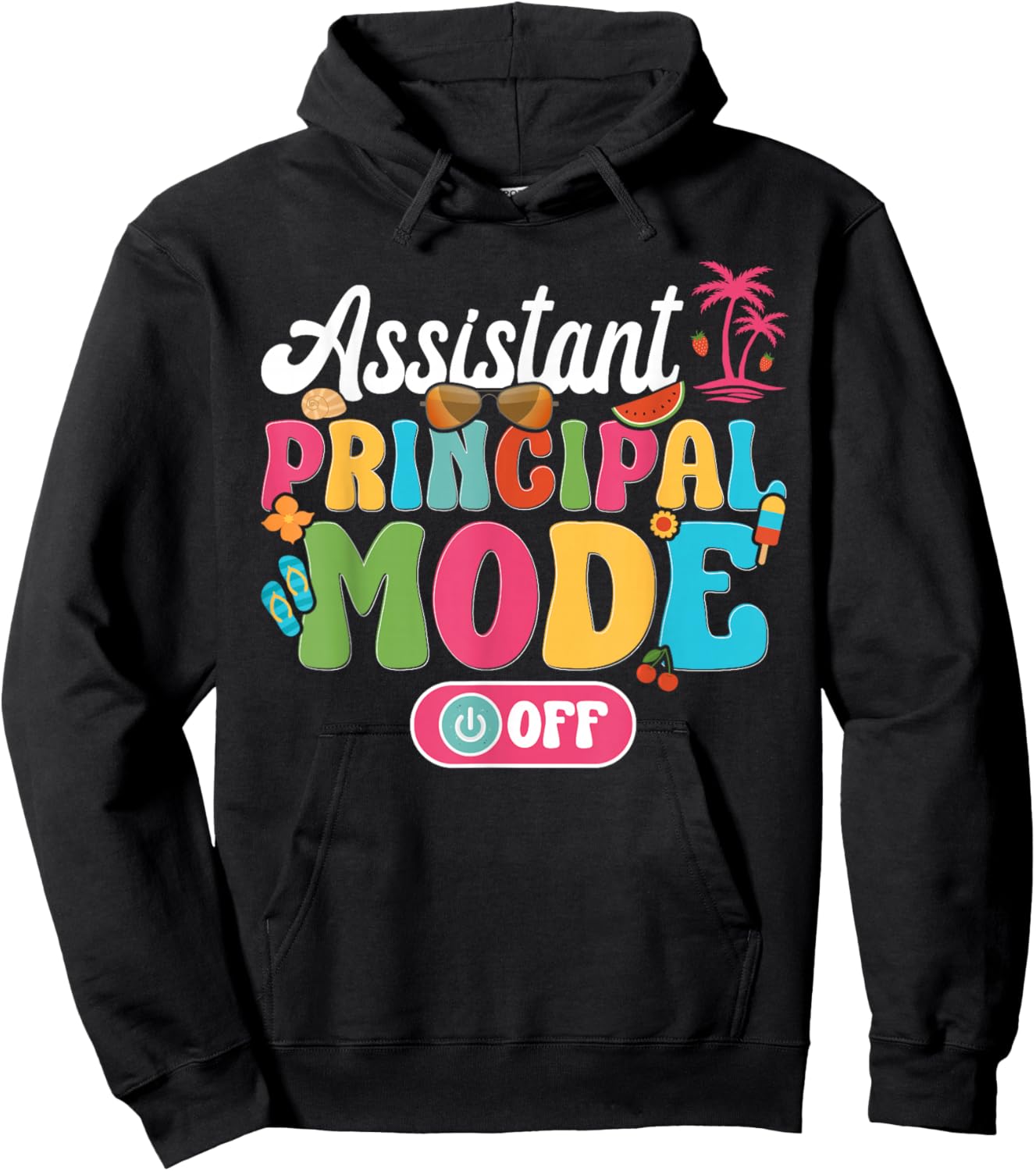 Assistant Principal Last Day of School Groovy Summer Break Hoodie - Hoodie | Black