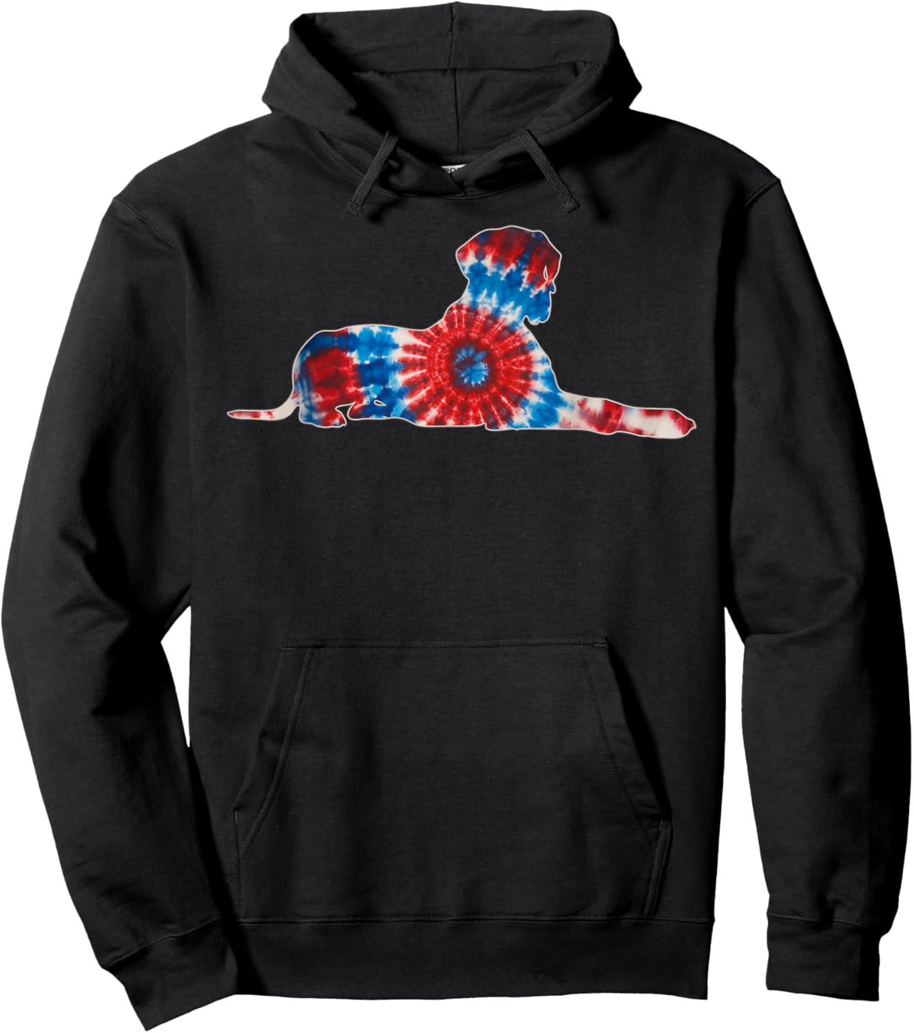 Great Dane Dog Red White Blue Tie Dye American Flag Colors Hoodie - Hoodie | Black