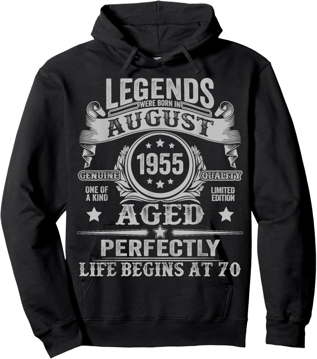 70 Years Old Legend since August 1955 70th Birthday Men Dad Hoodie - Hoodie | Black