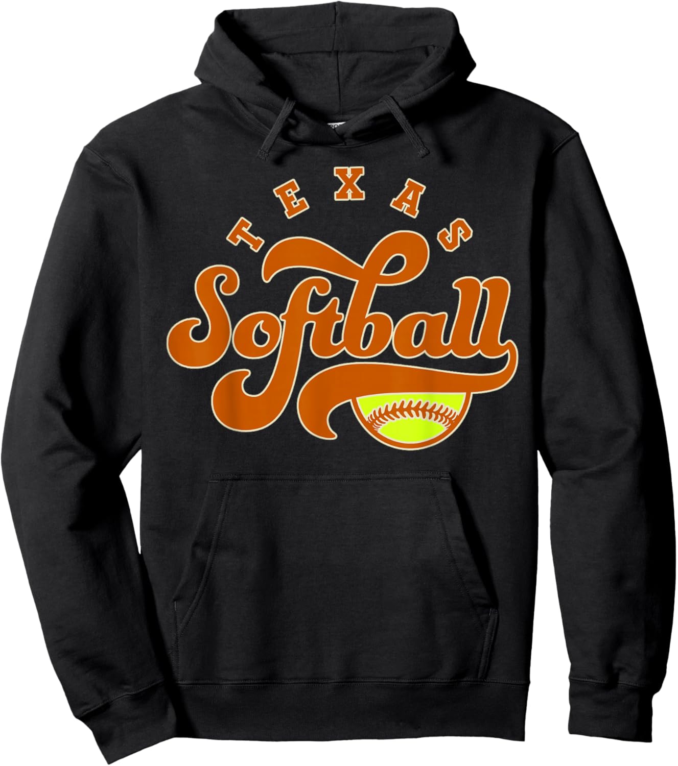 Texas Softball Vintage Kids Team Retro Softball Fan Hoodie - Hoodie | Black