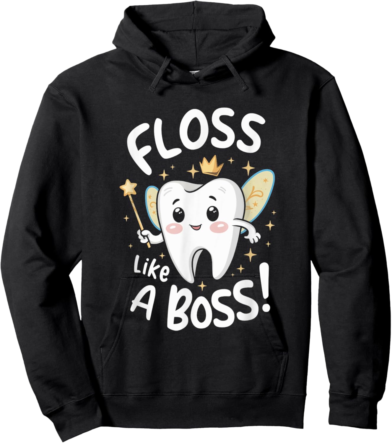 Floss Like A Boss Tooth Fairy Enthusiast Kids Dental Care Hoodie - Hoodie | Black