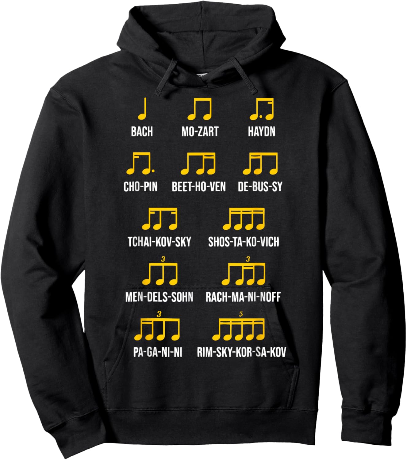 Composer Rhythm Music - Bach Mozart Beethoven Chopin Hoodie - Hoodie | Black