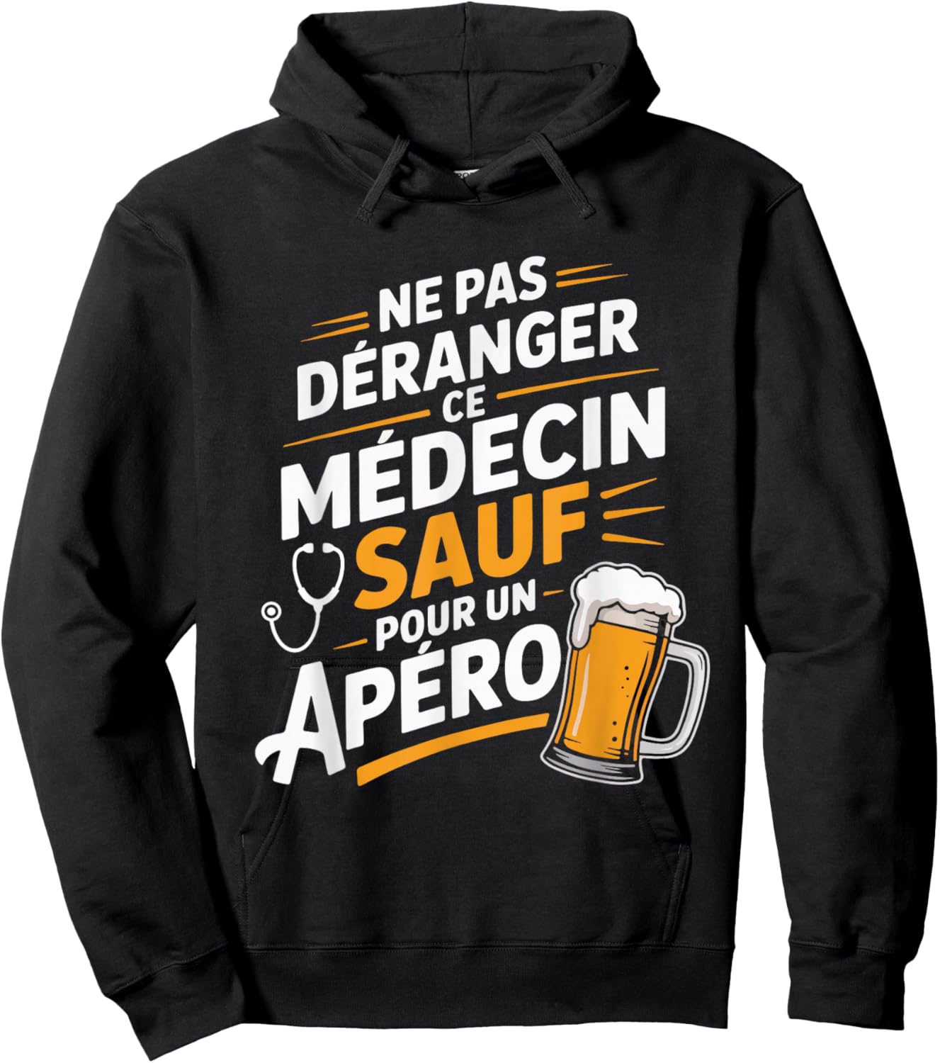 Doctor Aperitif Man Humour Gift Doctor Funny Beer Hoodie - Hoodie | Black