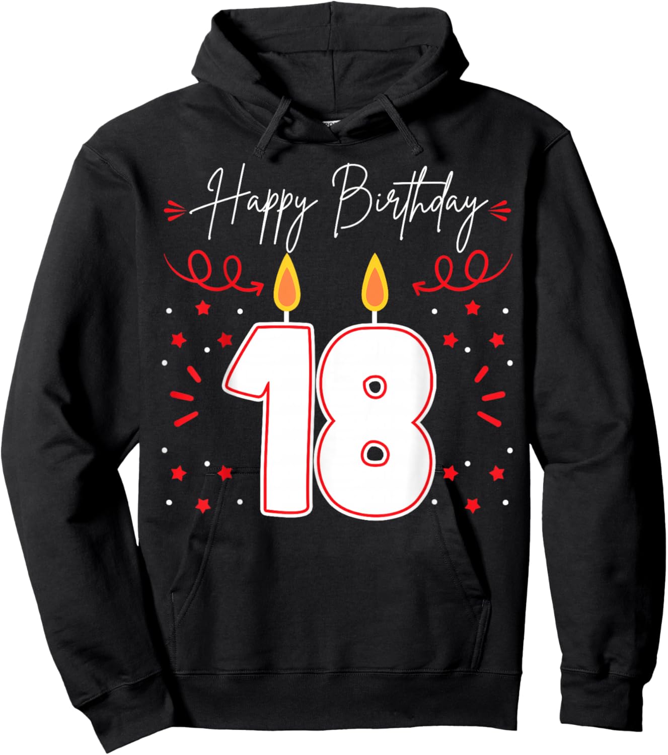 Candle 18 Birthday Party Decoration Wishes Candlelight Cake Hoodie - Hoodie | Black