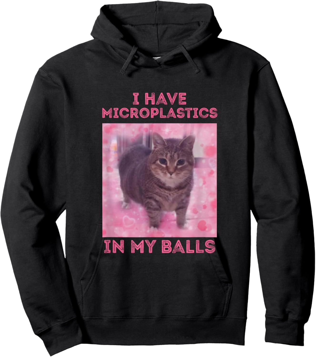 I Have Microplastics in my Balls Funny Cat Meme Men Women Hoodie - Hoodie | Black