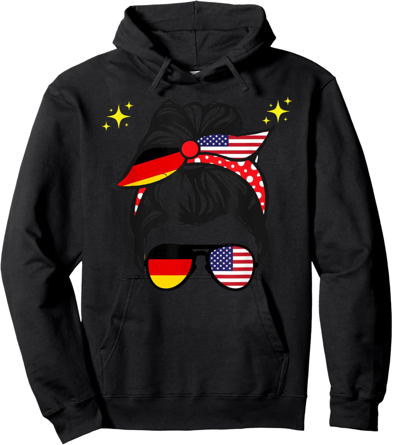 Amerikanische Deutschland-Flagge, halbe amerikanische Hälfte, deutsche Mädchen Hoodie - Hoodie | Black