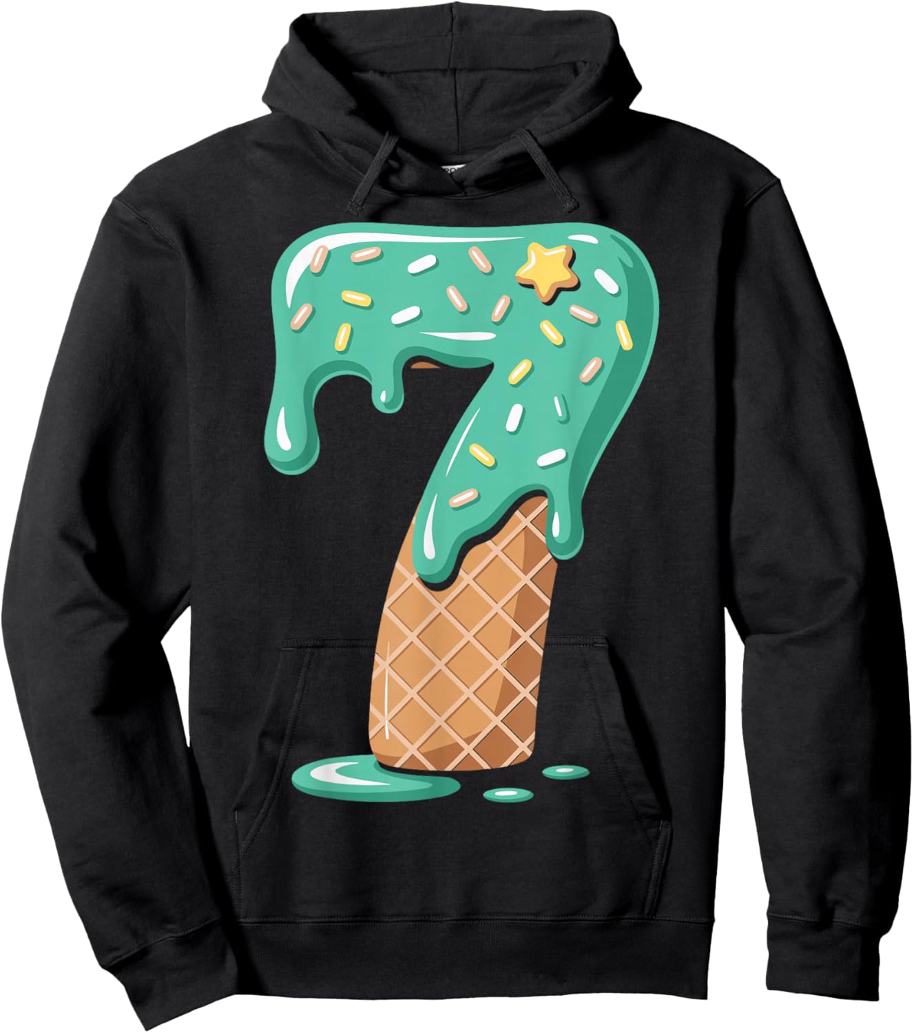 Funny Number 7 Meme Ice Cream Drip Six Seven Matching Kids Hoodie - Hoodie | Black
