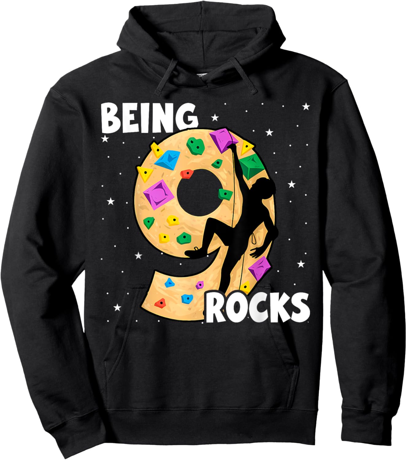 9 Year Old Rock Climbing 9th Birthday Adventures Climber Hoodie - Hoodie | Black
