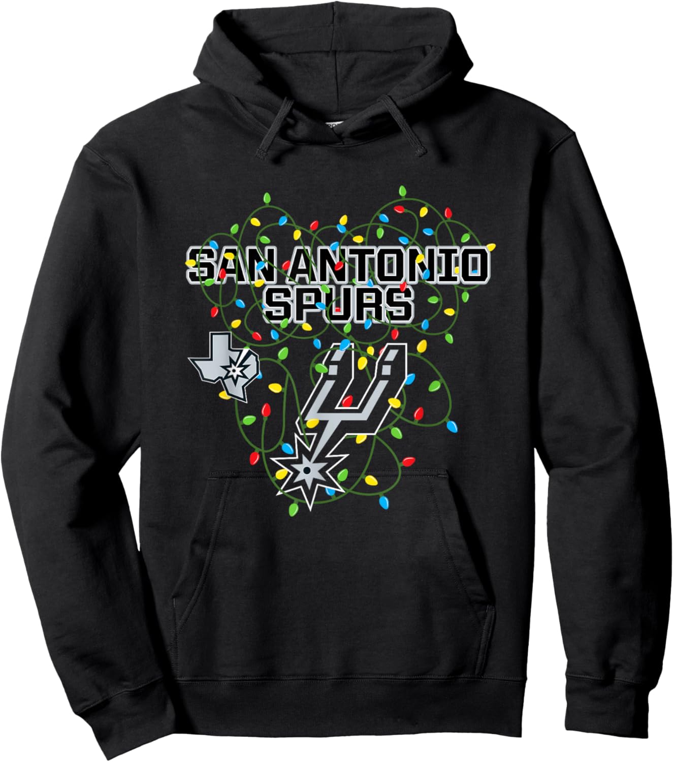 NBA San Antonio Spurs Christmas Lights Holiday Hoodie - Hoodie | Black
