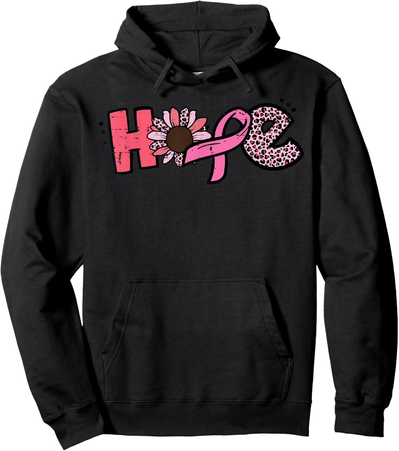 Breast Cancer Hope Ribbon Sunflower Awareness Women Kids Men Hoodie - Hoodie | Black