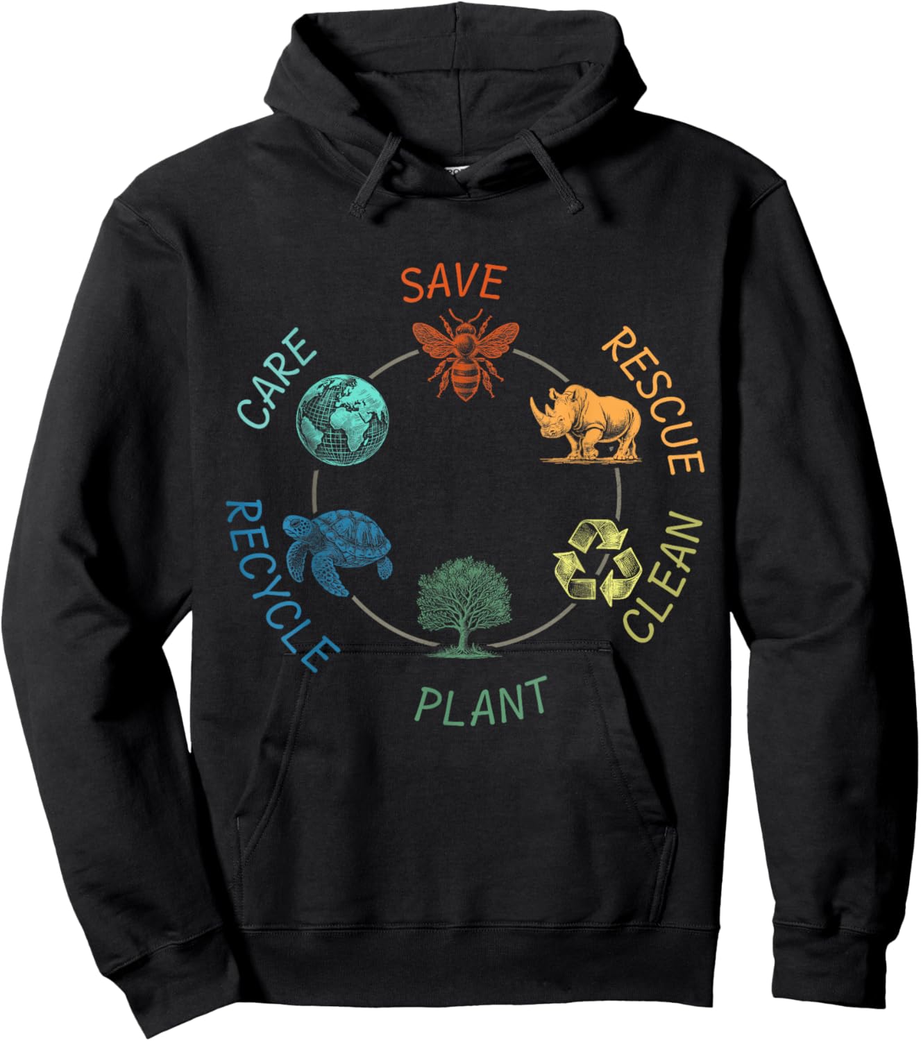 Save Rescue Plant Clean Earth Day Teachers Hoodie - Hoodie | Black