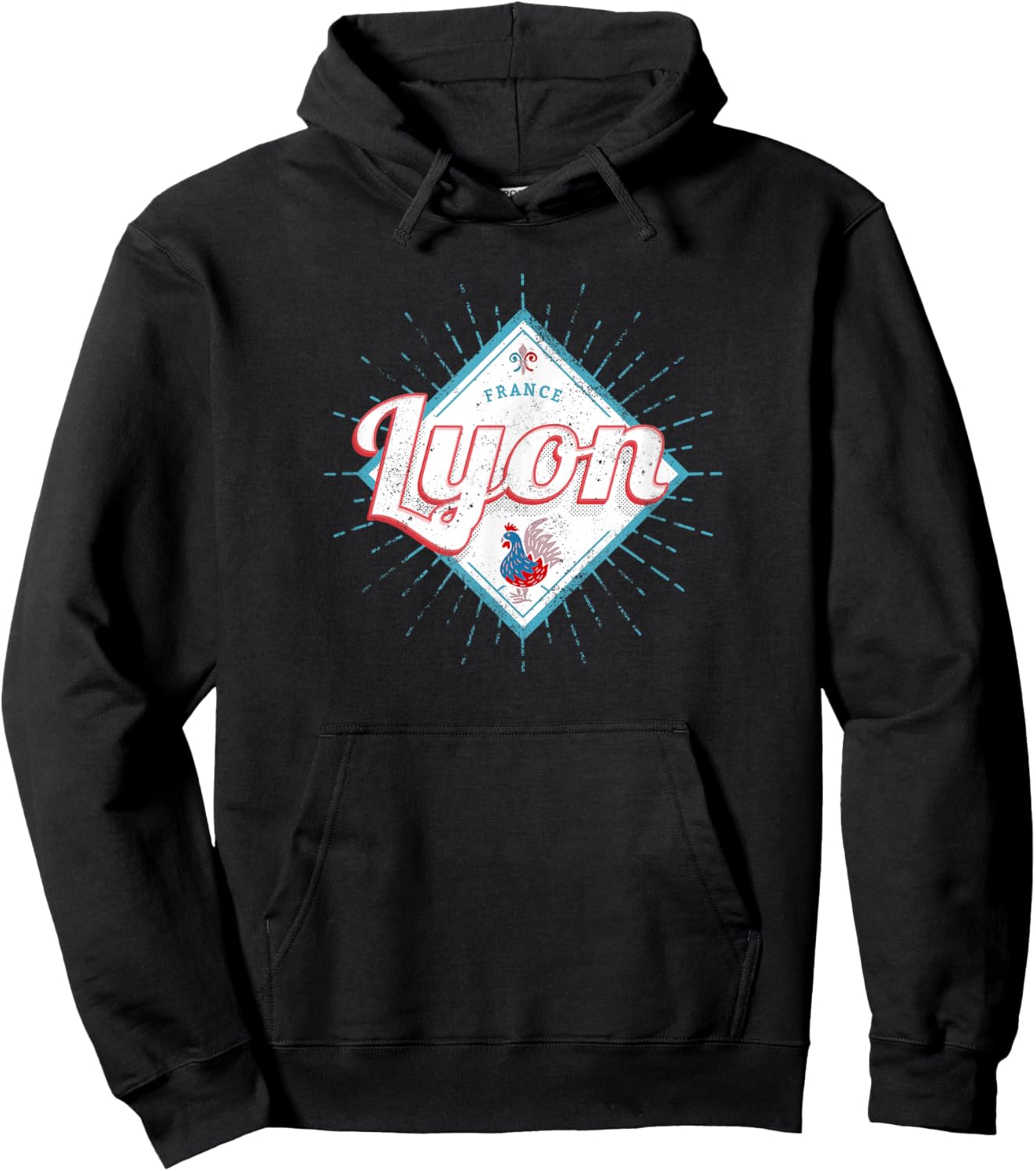 Lyon Stadt Frankreich Retro Hahn Vintage Souvenir Hoodie - Hoodie | Black