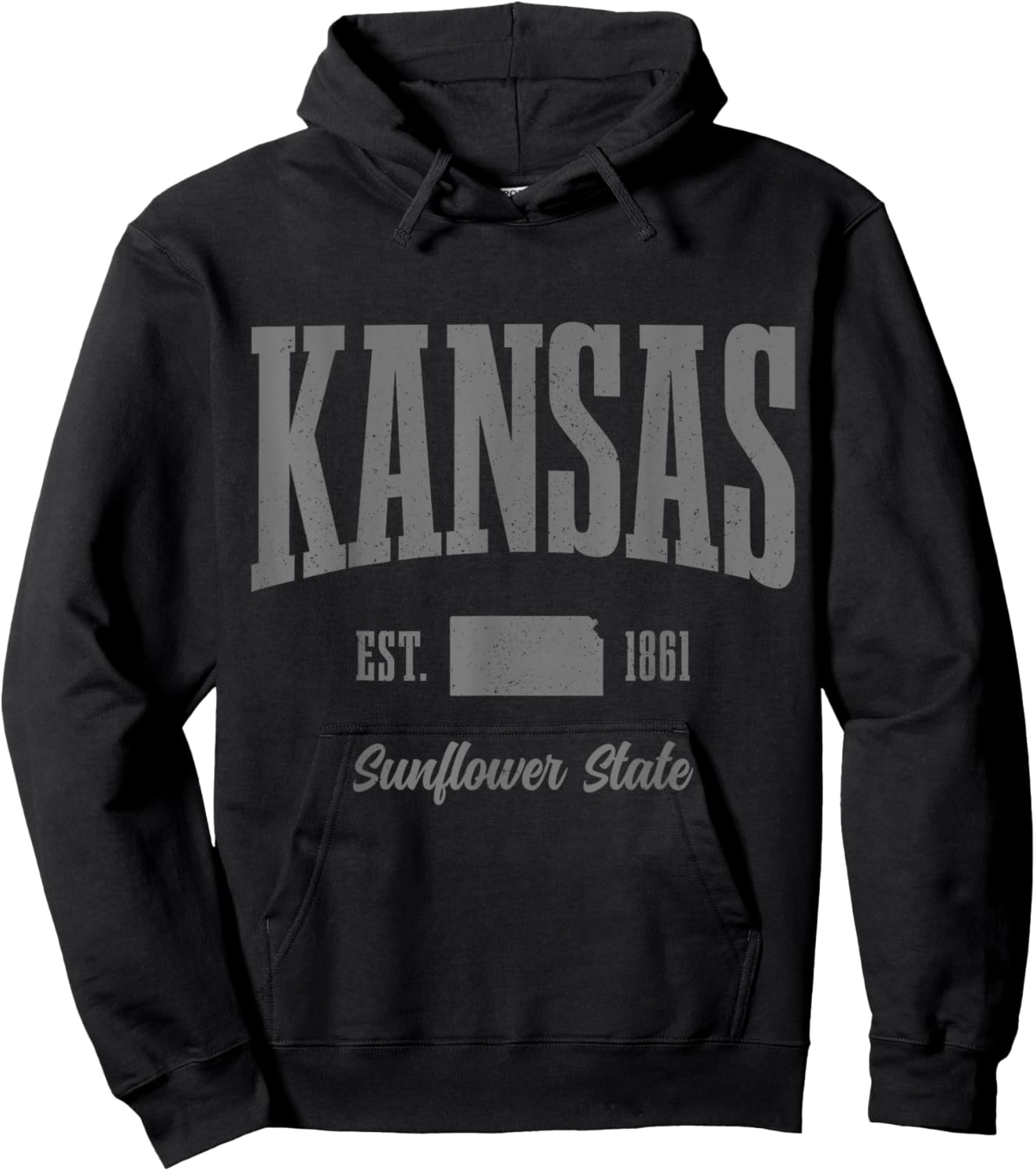 Kansas Sunflower State Map Est. 1861 Pride Hoodie - Hoodie | Black