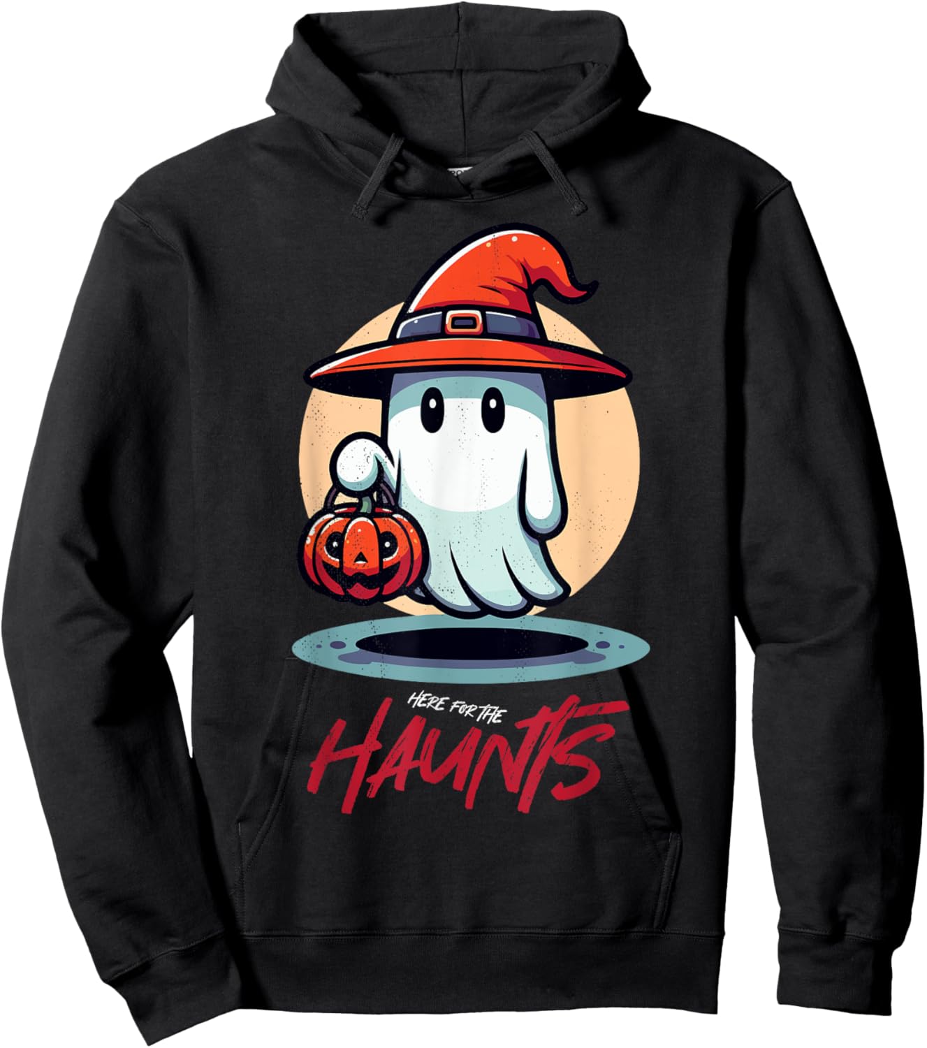 Halloween ghost. Here for the Haunts. Hoodie - Hoodie | Black