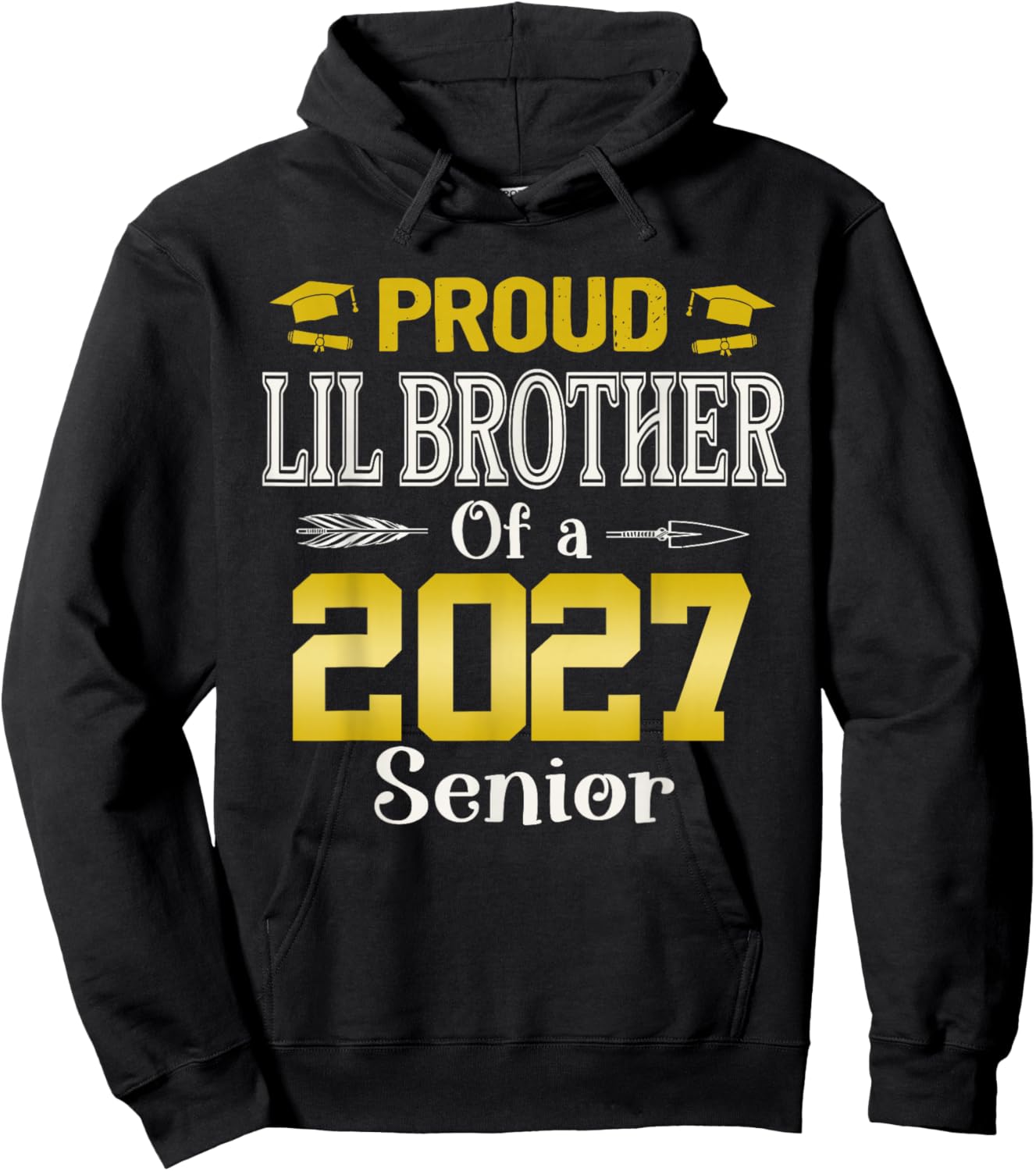 Proud Lil Brother of a 2027 Senior, Class of 2027 Graduation Hoodie - Hoodie | Black