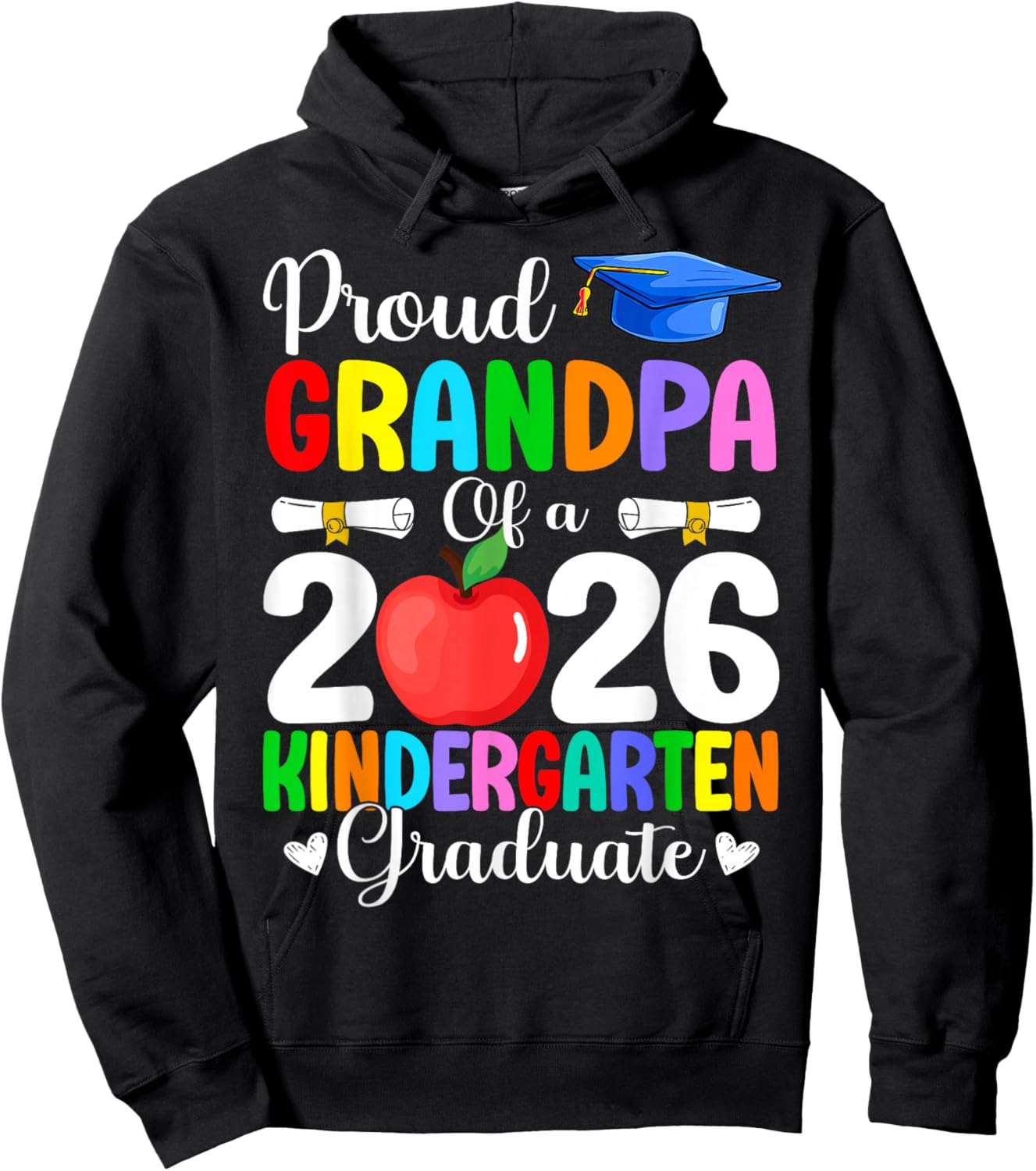 Proud Grandpa Class of 2026 Kindergarten Graduate Graduation Hoodie - Hoodie | Black