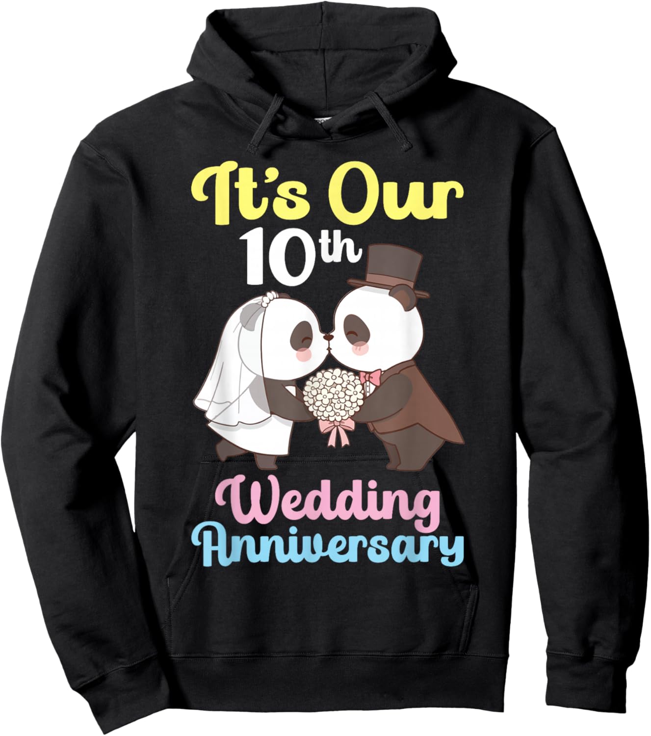 It's Our 10th Wedding Anniversary Panda Couple Husband Wife Hoodie - Hoodie | Black